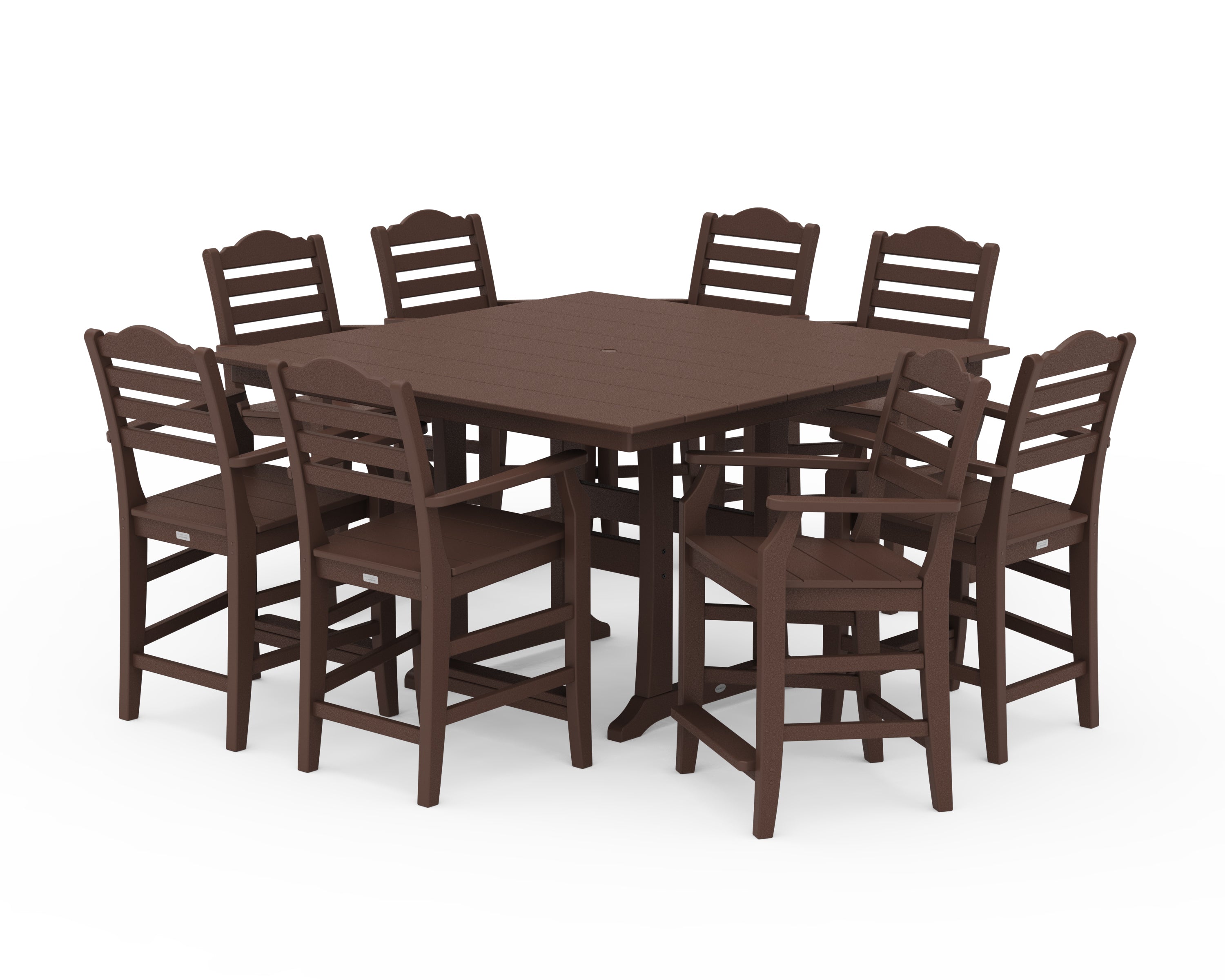 Draper James™ by POLYWOOD® Savannah 9-Piece Square Farmhouse Counter Set with Trestle Legs in Mahogany