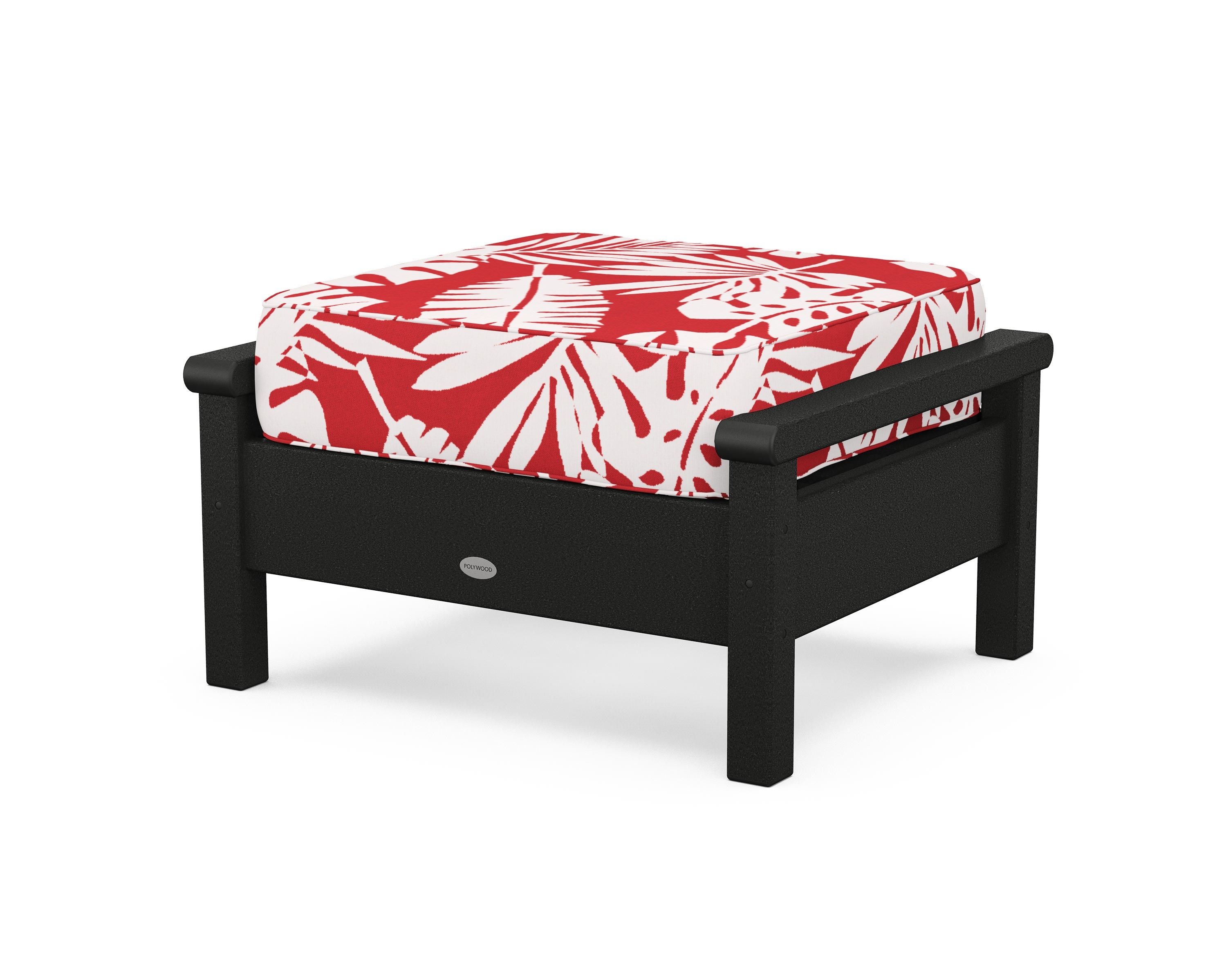 POLYWOOD® Harbour Deep Seating Ottoman in Black / Leaf Crimson