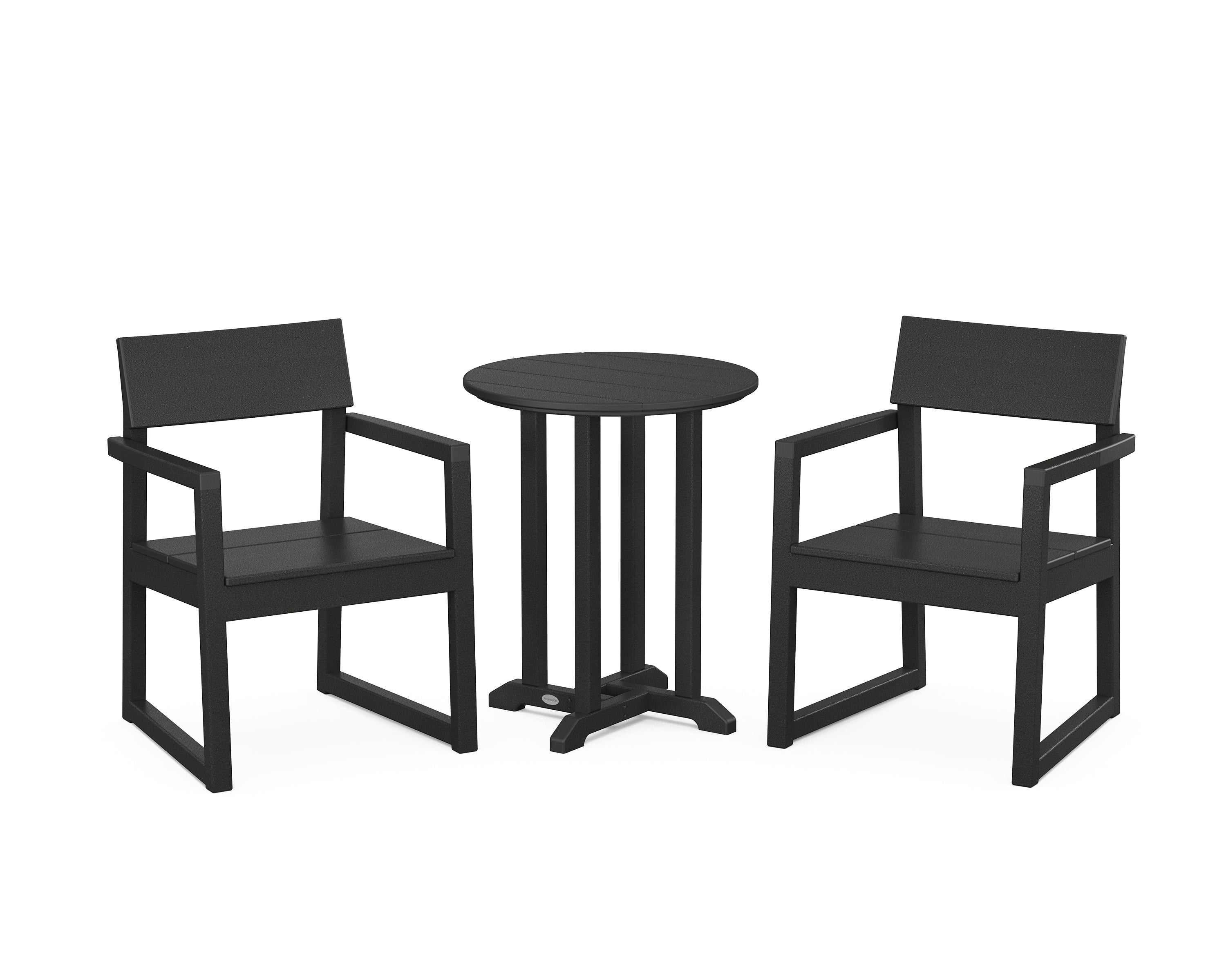 POLYWOOD® EDGE 3-Piece Round Bistro Dining Set in Black