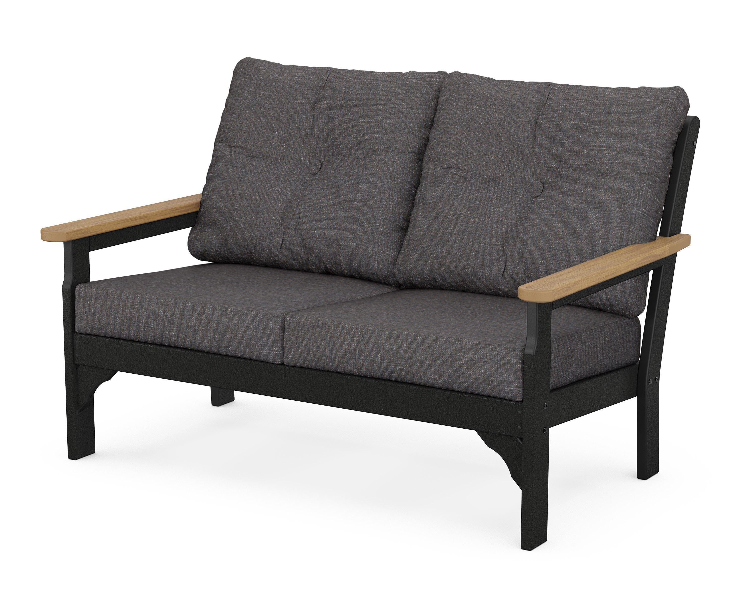POLYWOOD® Vineyard Deep Seating Loveseat in Black / Natural / Ash Charcoal