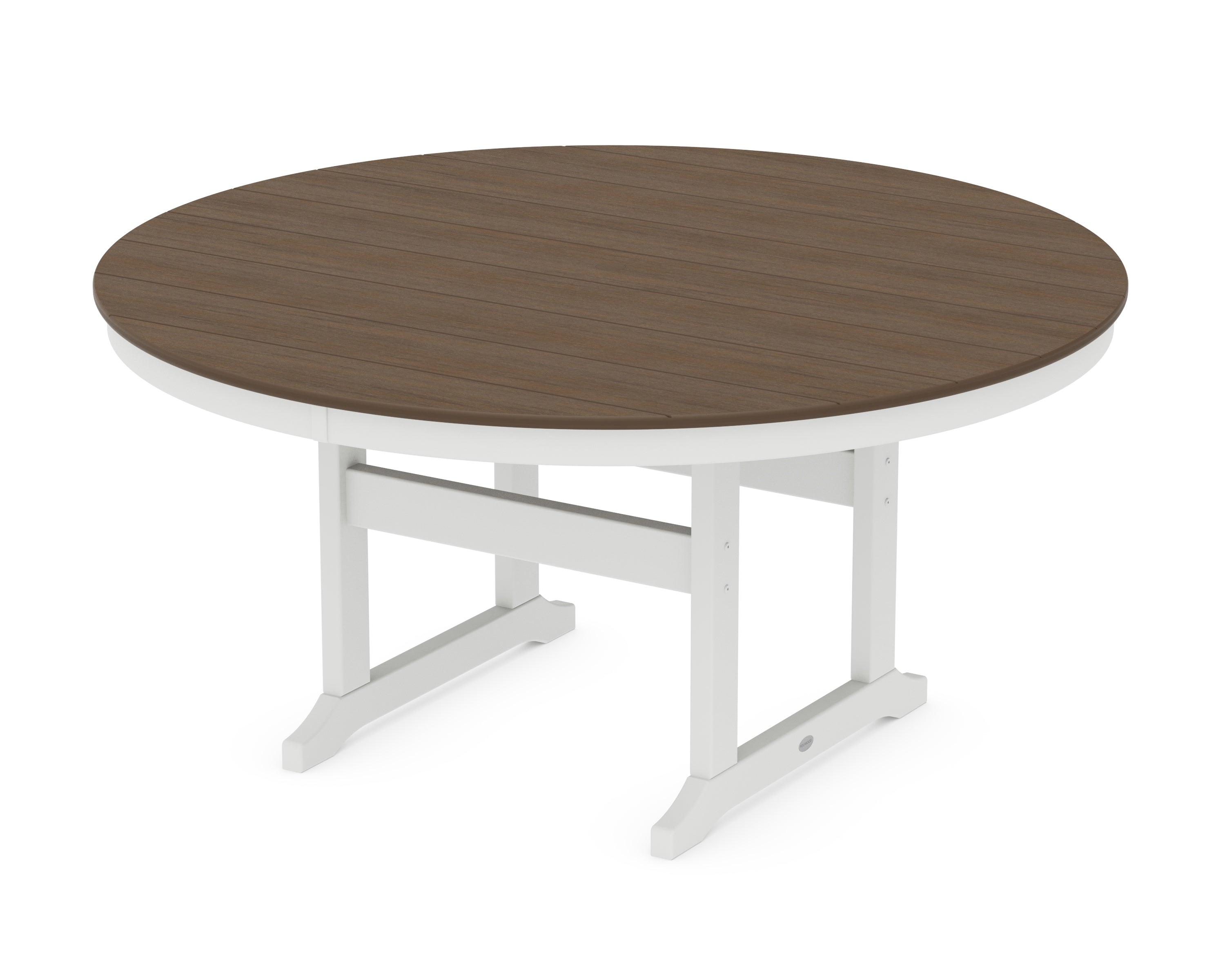 POLYWOOD® 60" Round Farmhouse Dining Table in White / Kona