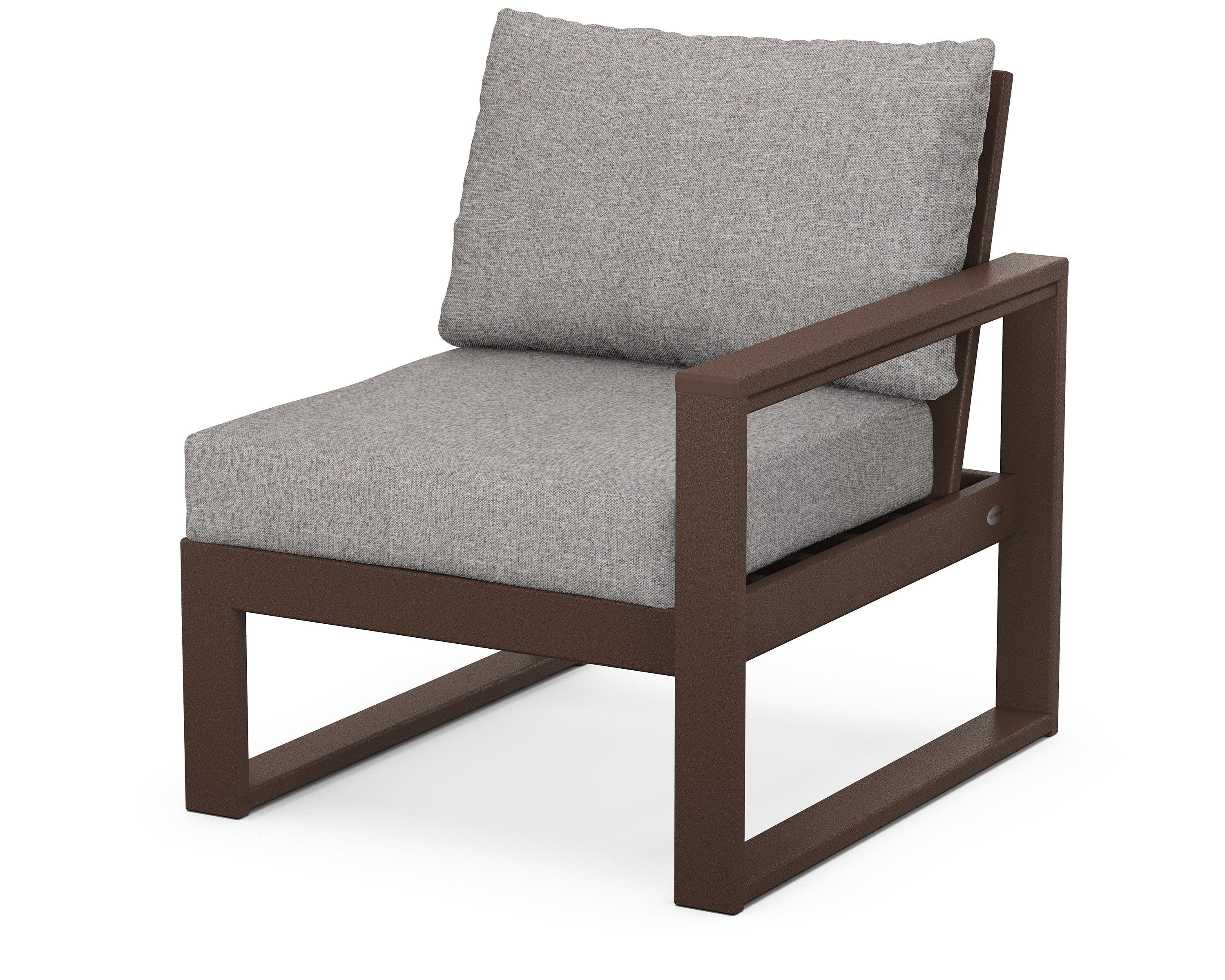 POLYWOOD® EDGE Modular Right Arm Chair in Mahogany / Grey Mist