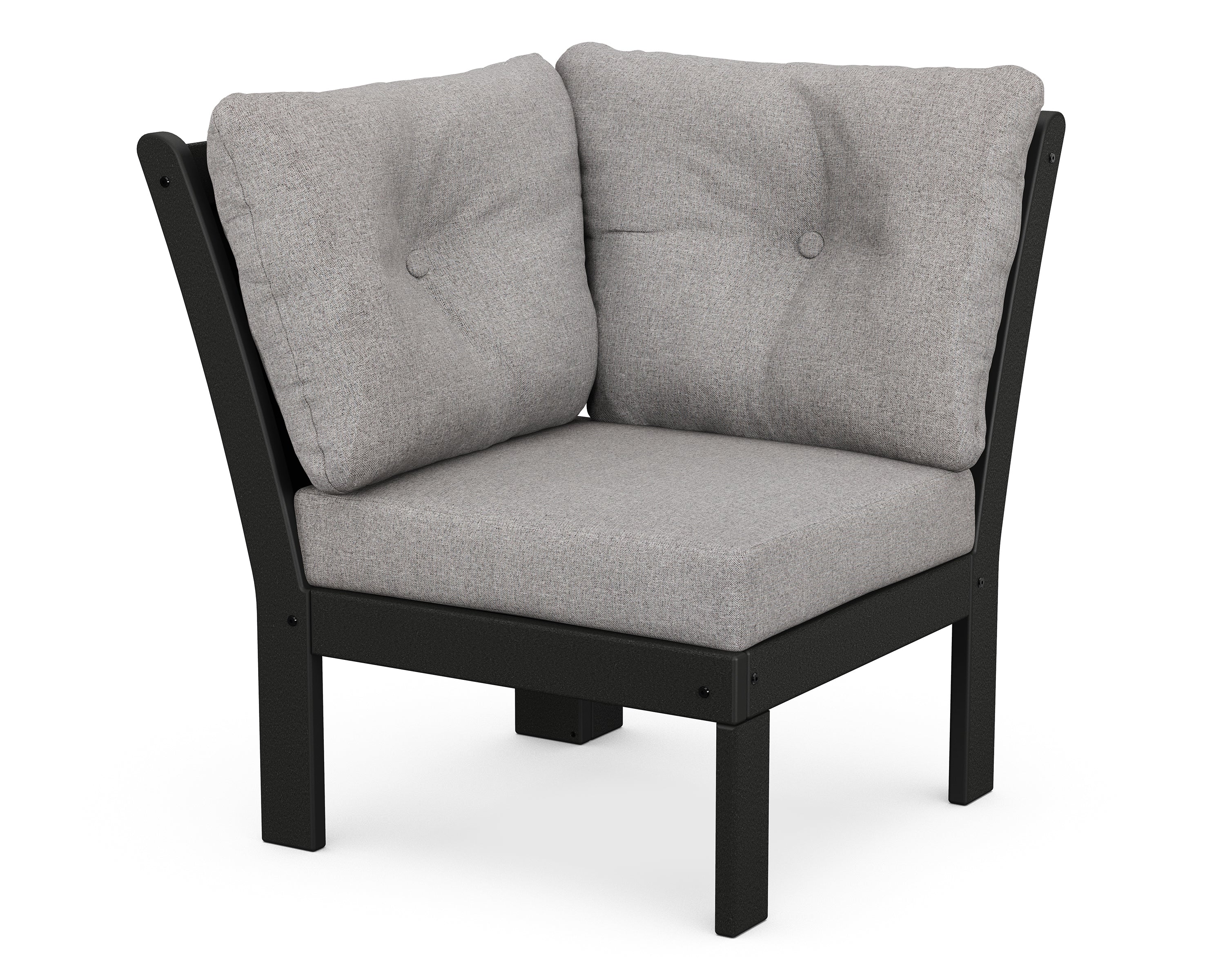 POLYWOOD® Vineyard Modular Corner Chair in Black / Grey Mist