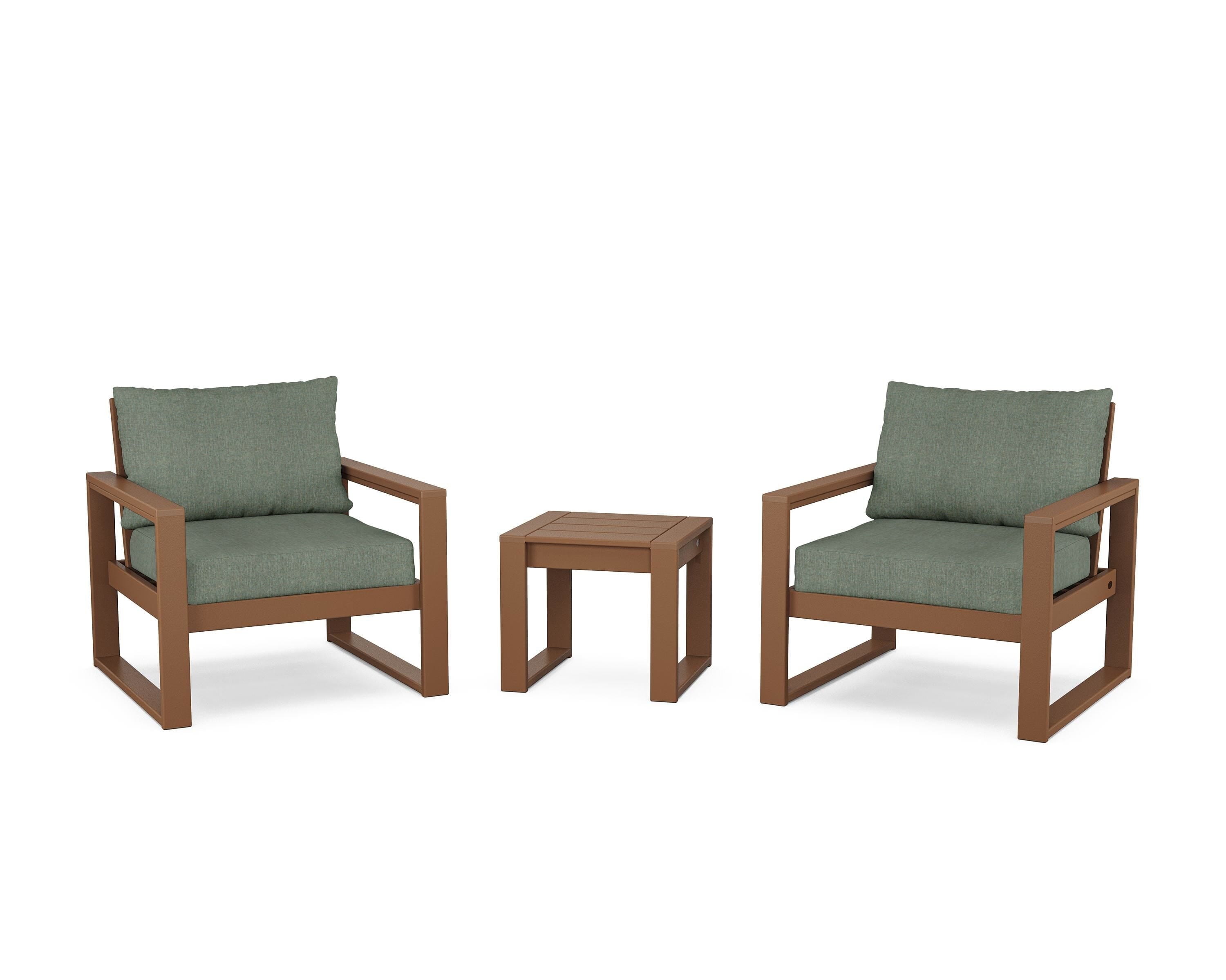POLYWOOD® EDGE Sectional 3-Piece Deep Seating Set in Teak / Cast Sage