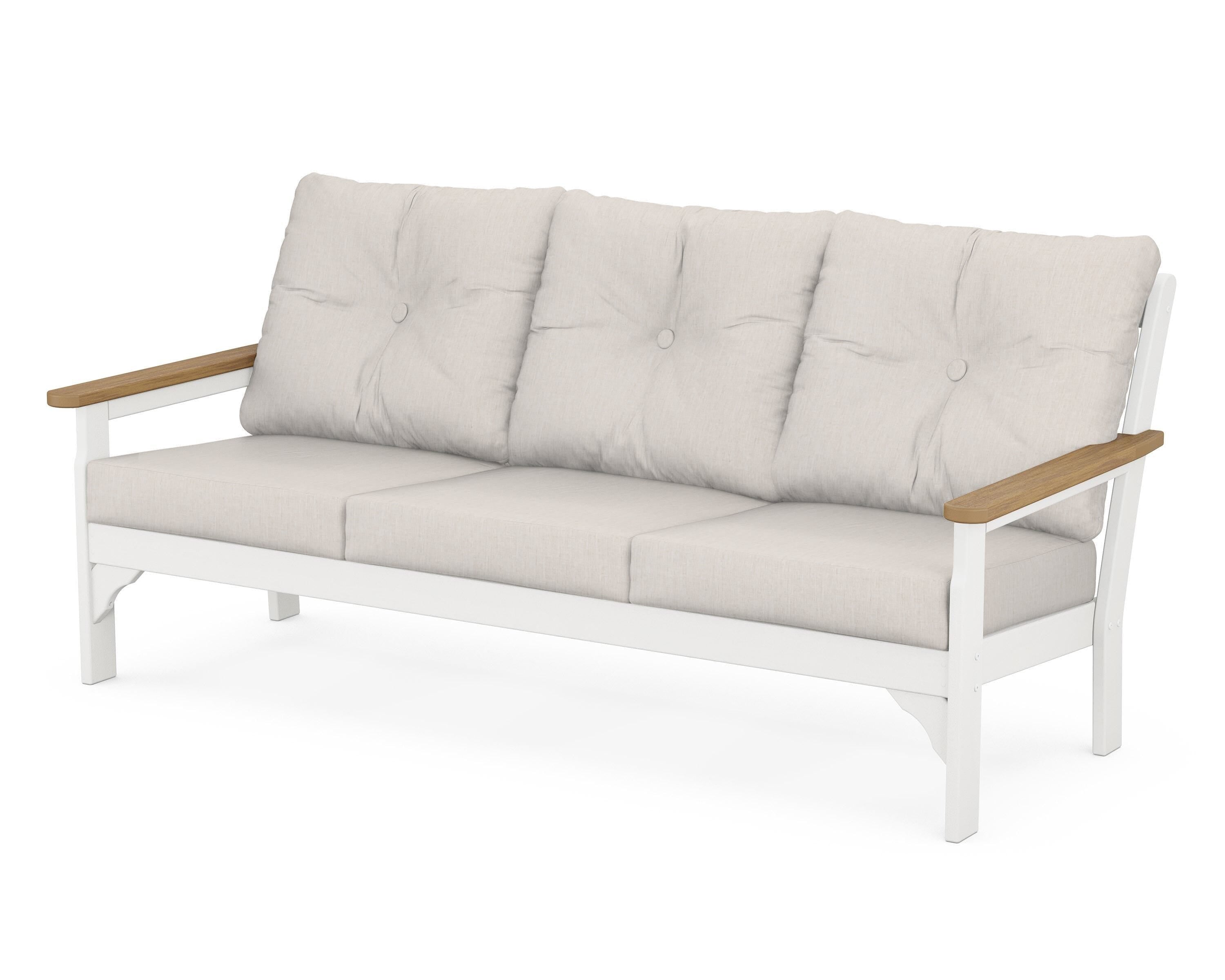 POLYWOOD® Vineyard Deep Seating Sofa in White / Natural / Cast Ash