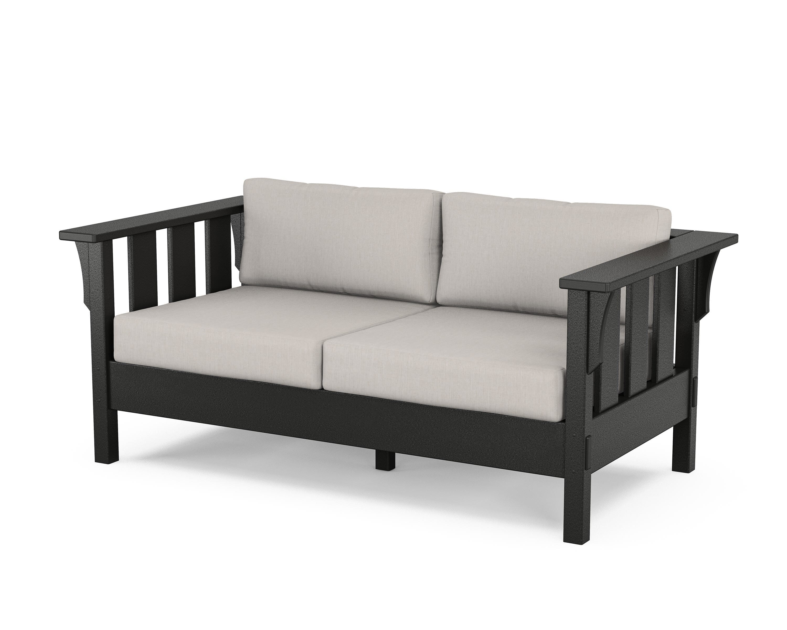 Martha Stewart by POLYWOOD® Acadia Deep Seating Loveseat in Black / Cast Ash