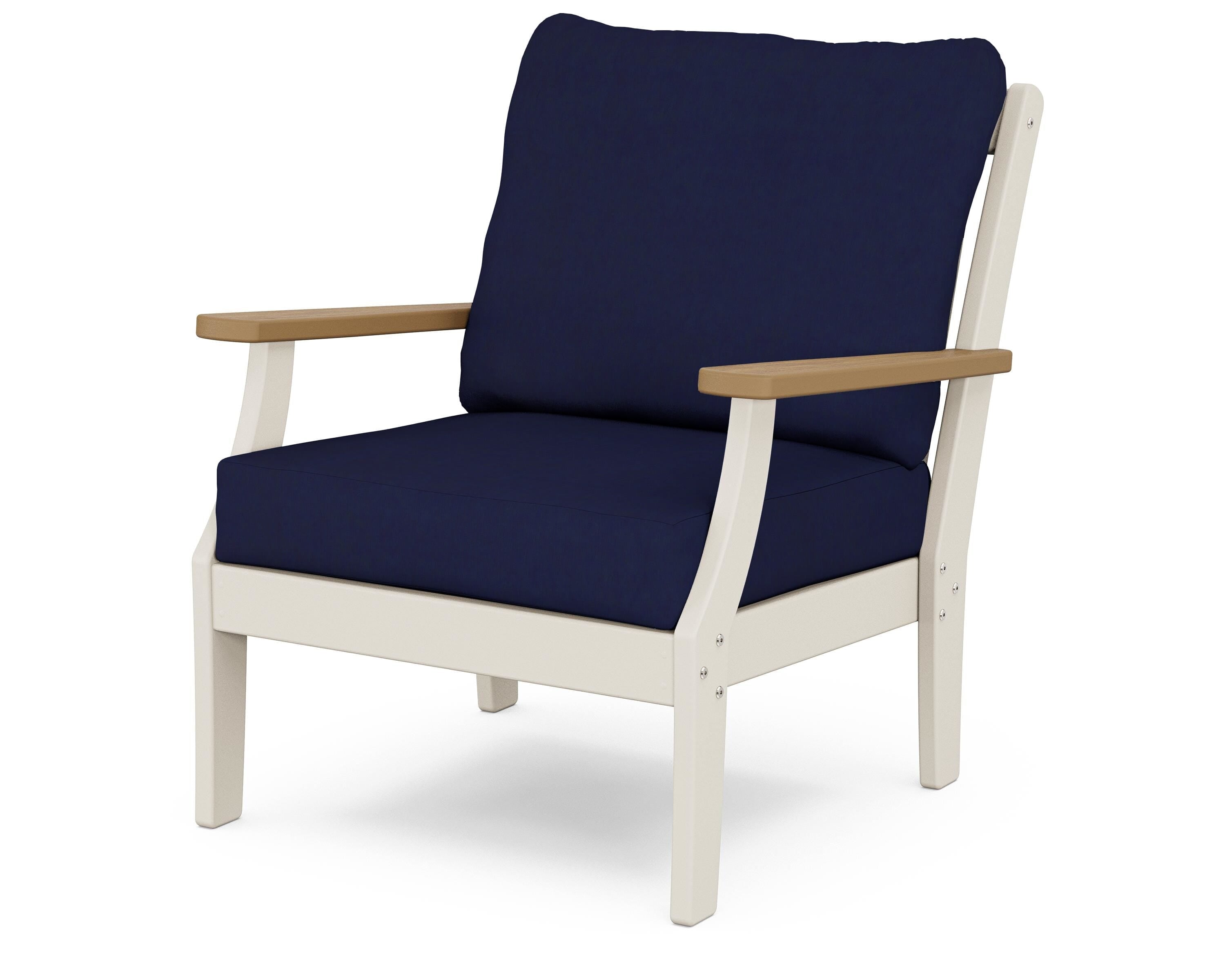 POLYWOOD® Braxton Deep Seating Chair in Sand / Natural / Navy