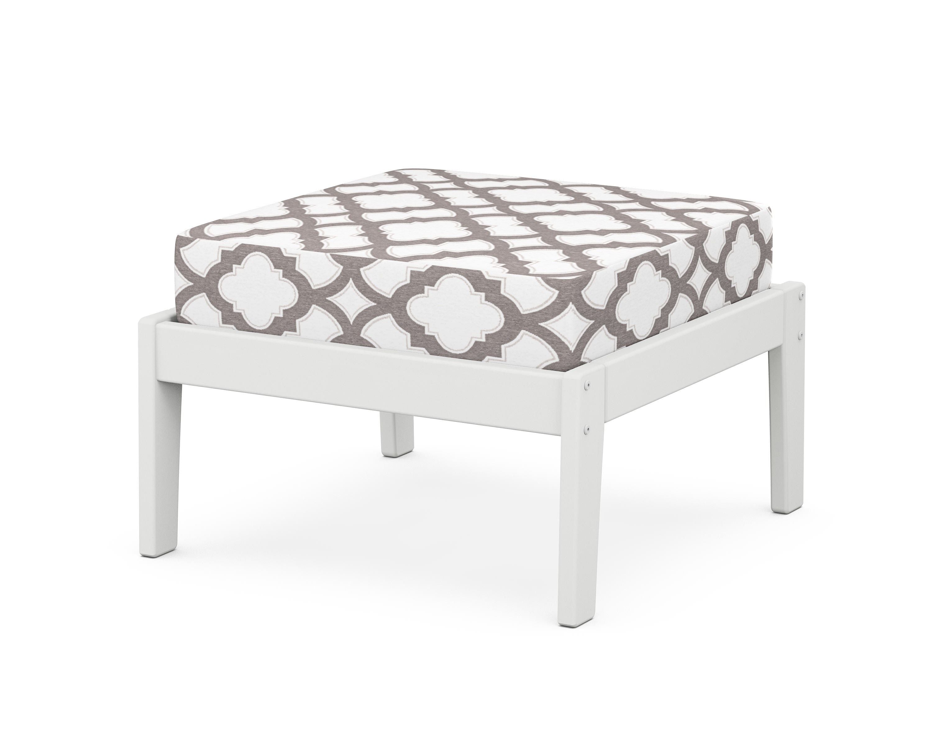 Unbranded Deep Seating Ottoman in White / Trellis Grey Mist