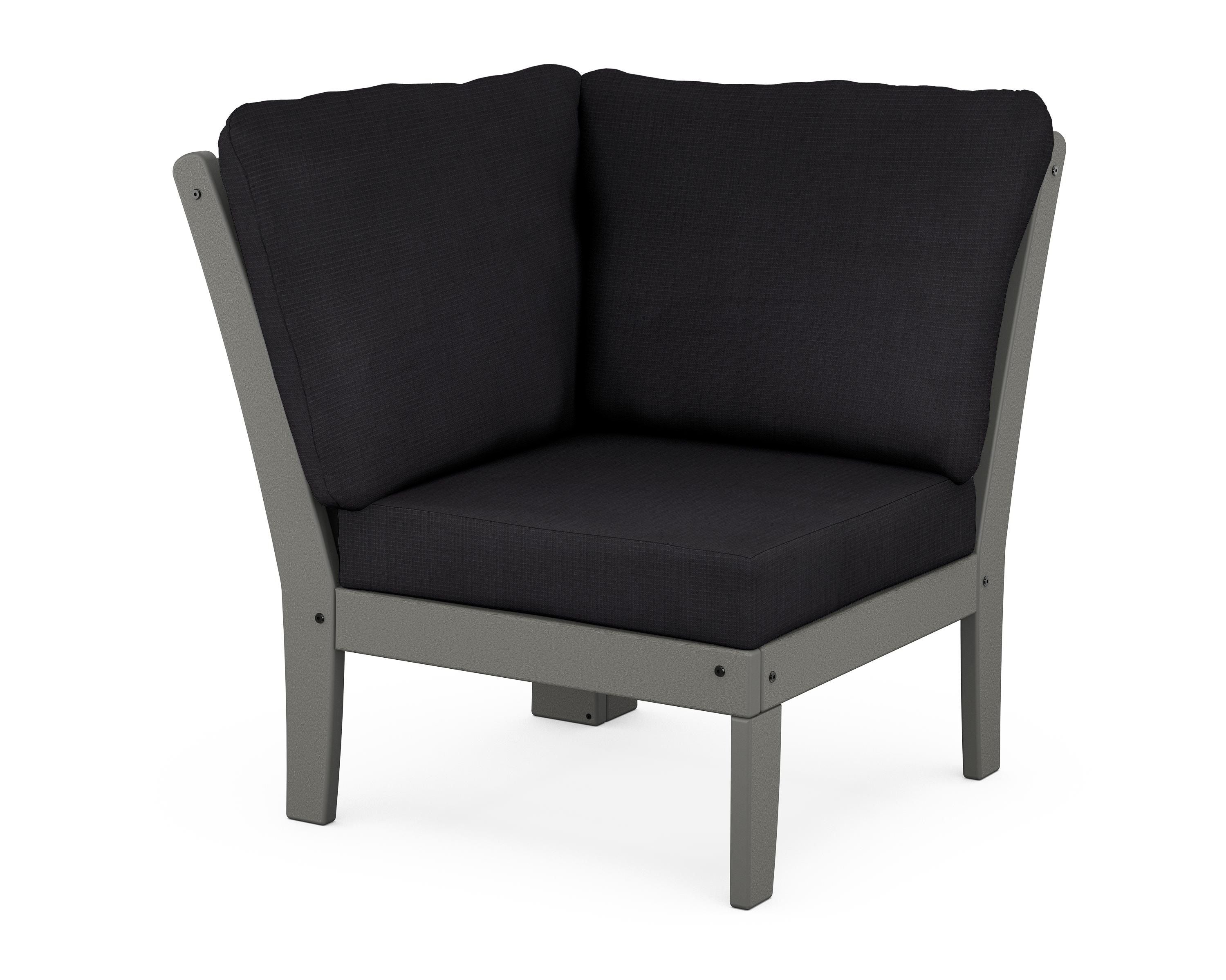 POLYWOOD® Braxton Modular Corner Chair in Slate Grey / Midnight Linen