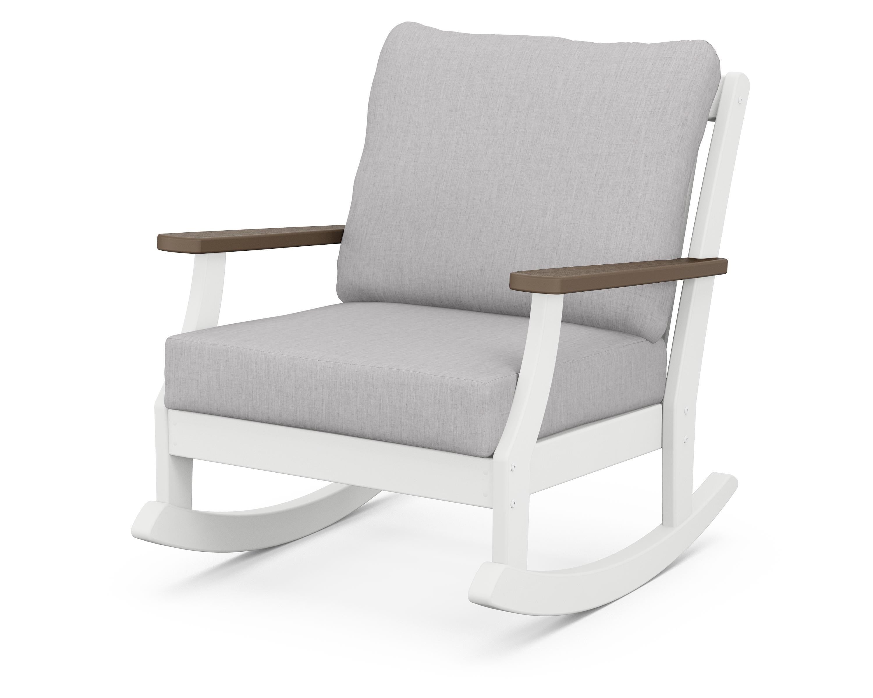 POLYWOOD® Braxton Deep Seating Rocking Chair in White / Kona / Granite