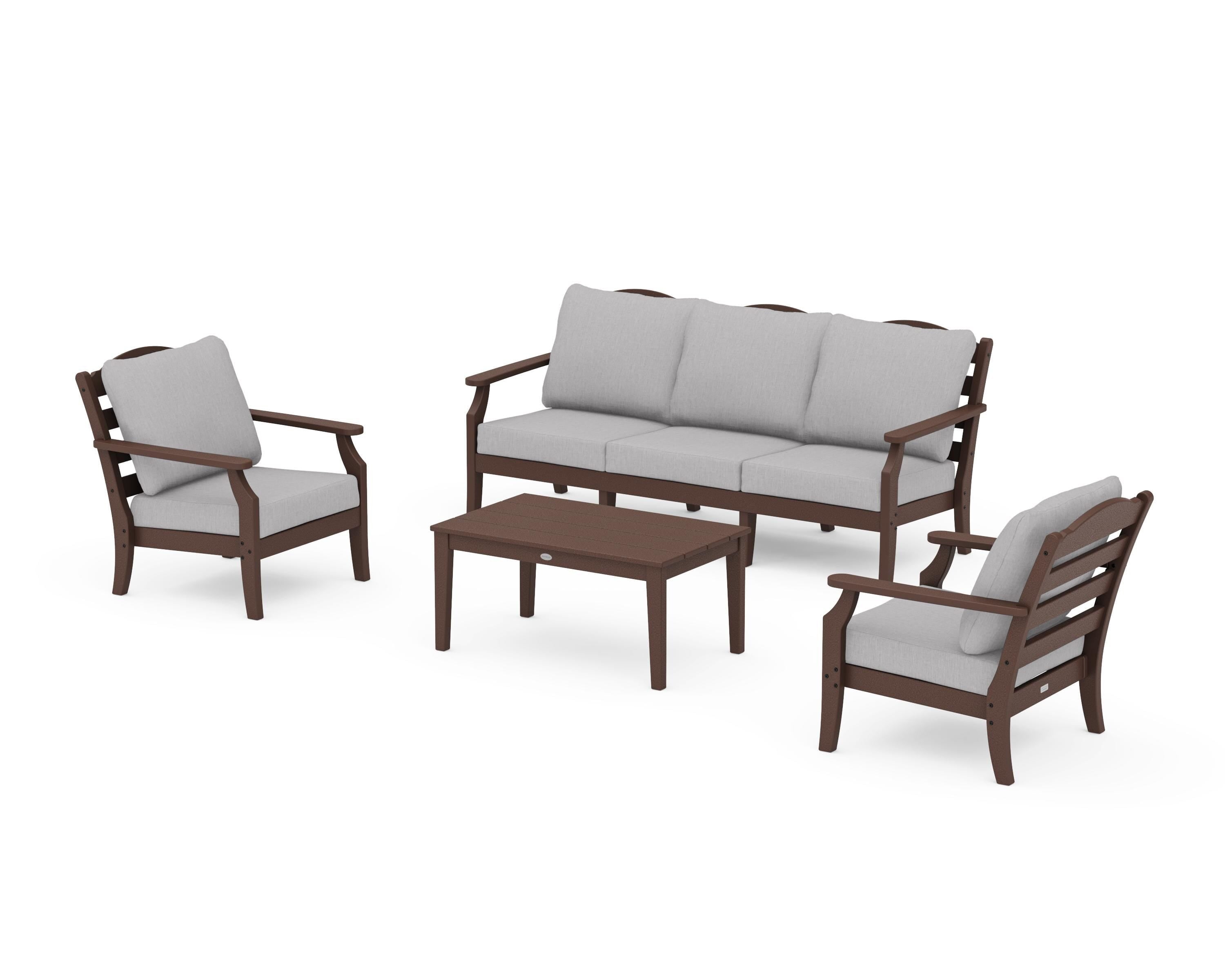 Draper James™ by POLYWOOD® Savannah 4-Piece Deep Seating Set with Sofa in Mahogany / Granite