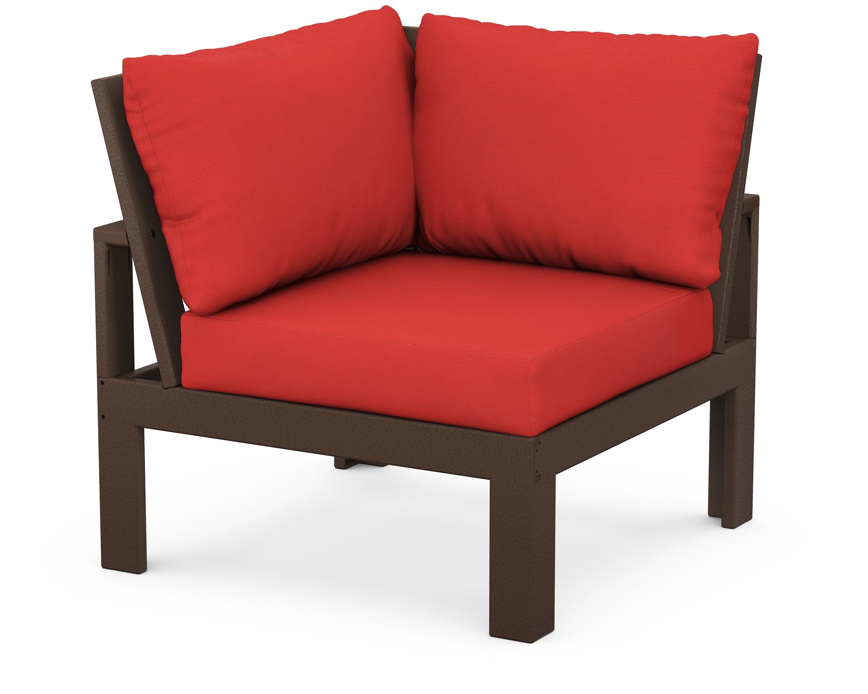 Unbranded Modular Corner Chair in Mahogany / Crimson Linen