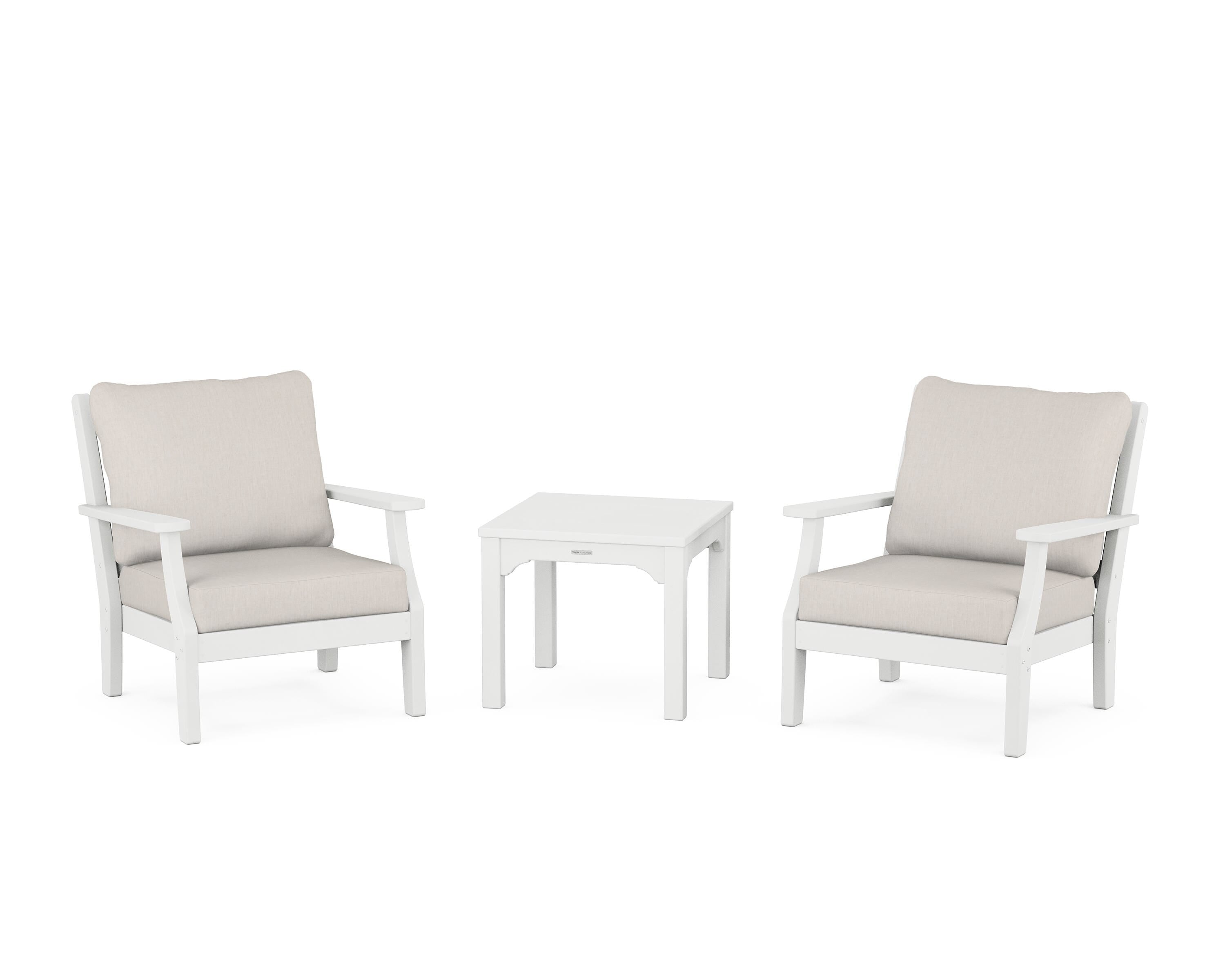 Martha Stewart by POLYWOOD® Chinoiserie 3-Piece Deep Seating Set in White / Cast Ash