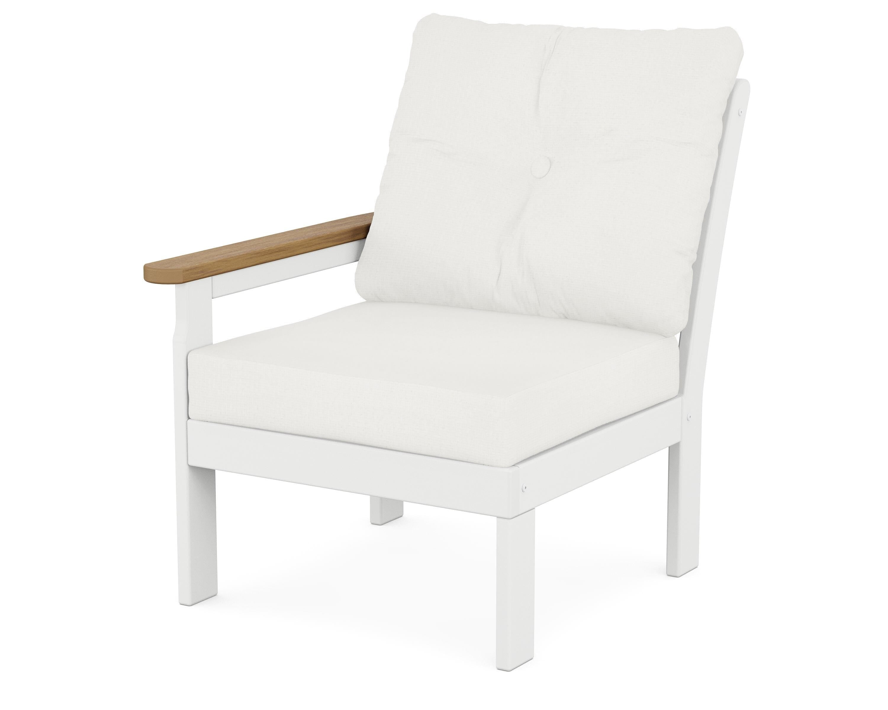 POLYWOOD® Vineyard Modular Left Arm Chair in White / Natural / Natural Linen