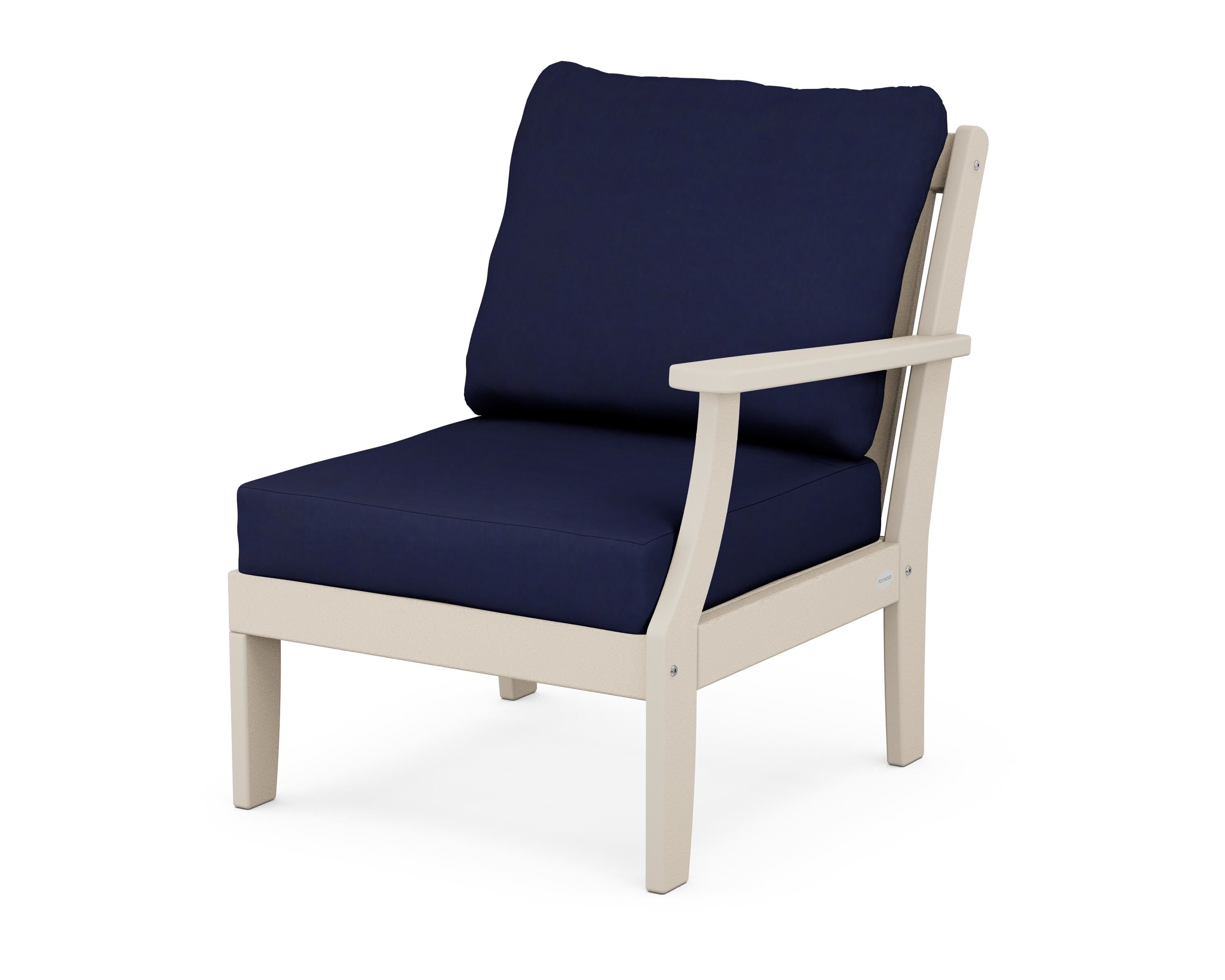 POLYWOOD® Braxton Modular Right Arm Chair in Sand / Navy