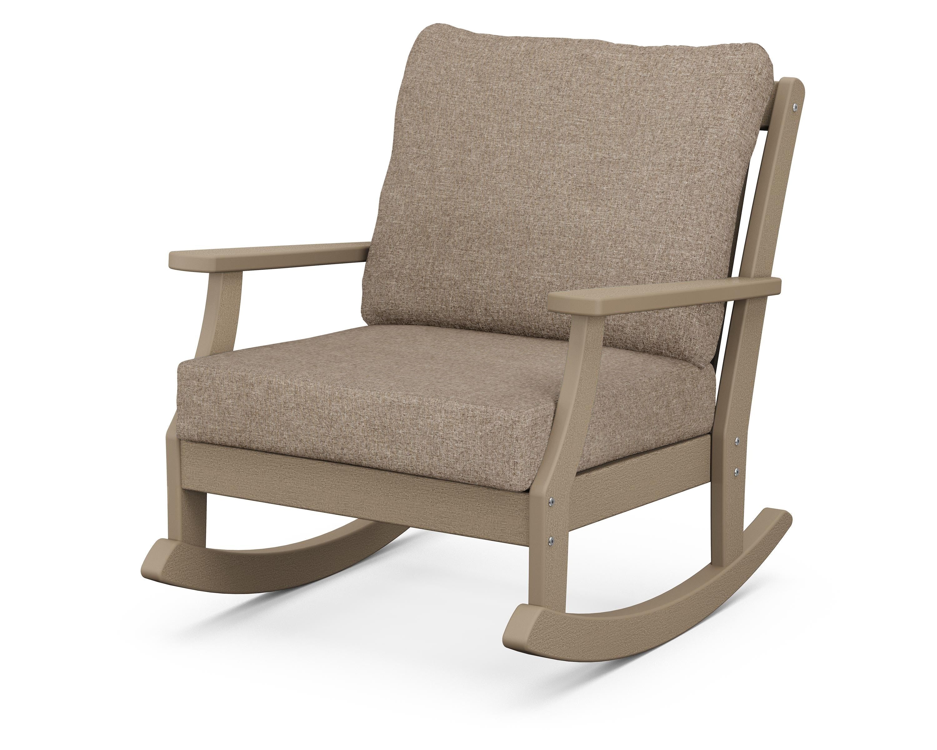 POLYWOOD® Braxton Deep Seating Rocking Chair in Vintage Sahara / Spiced Burlap