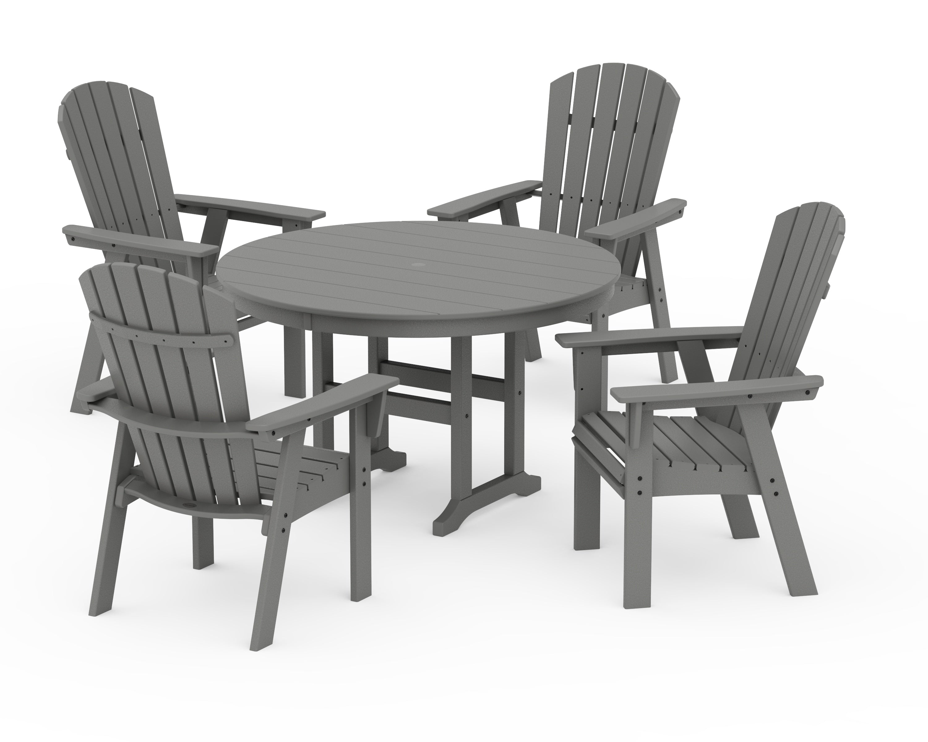 POLYWOOD® Nautical Adirondack 5-Piece Round Farmhouse Dining Set in Slate Grey