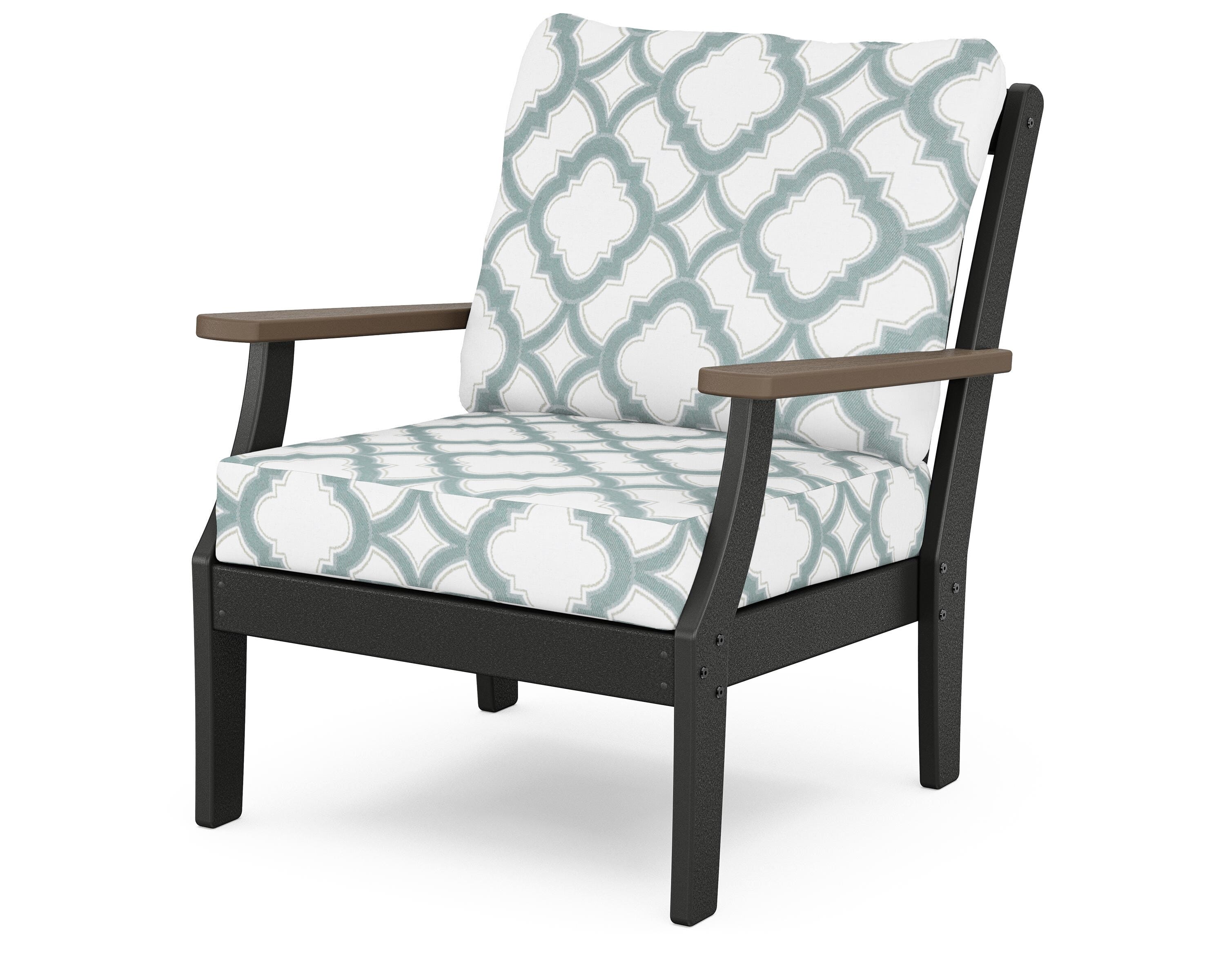 POLYWOOD® Braxton Deep Seating Chair in Black / Kona / Trellis Glacier Spa