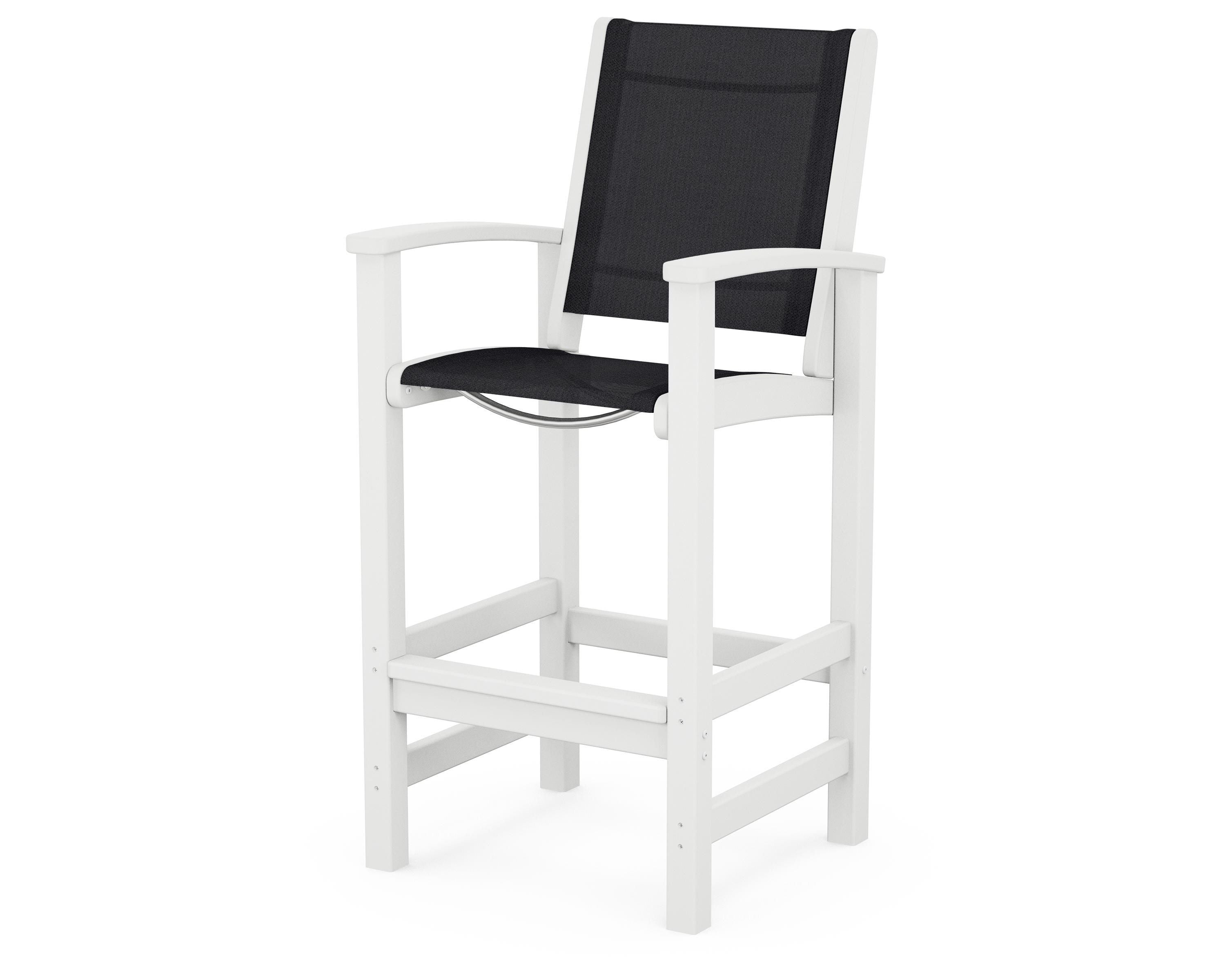 POLYWOOD® Coastal Bar Chair in White / Black Sling