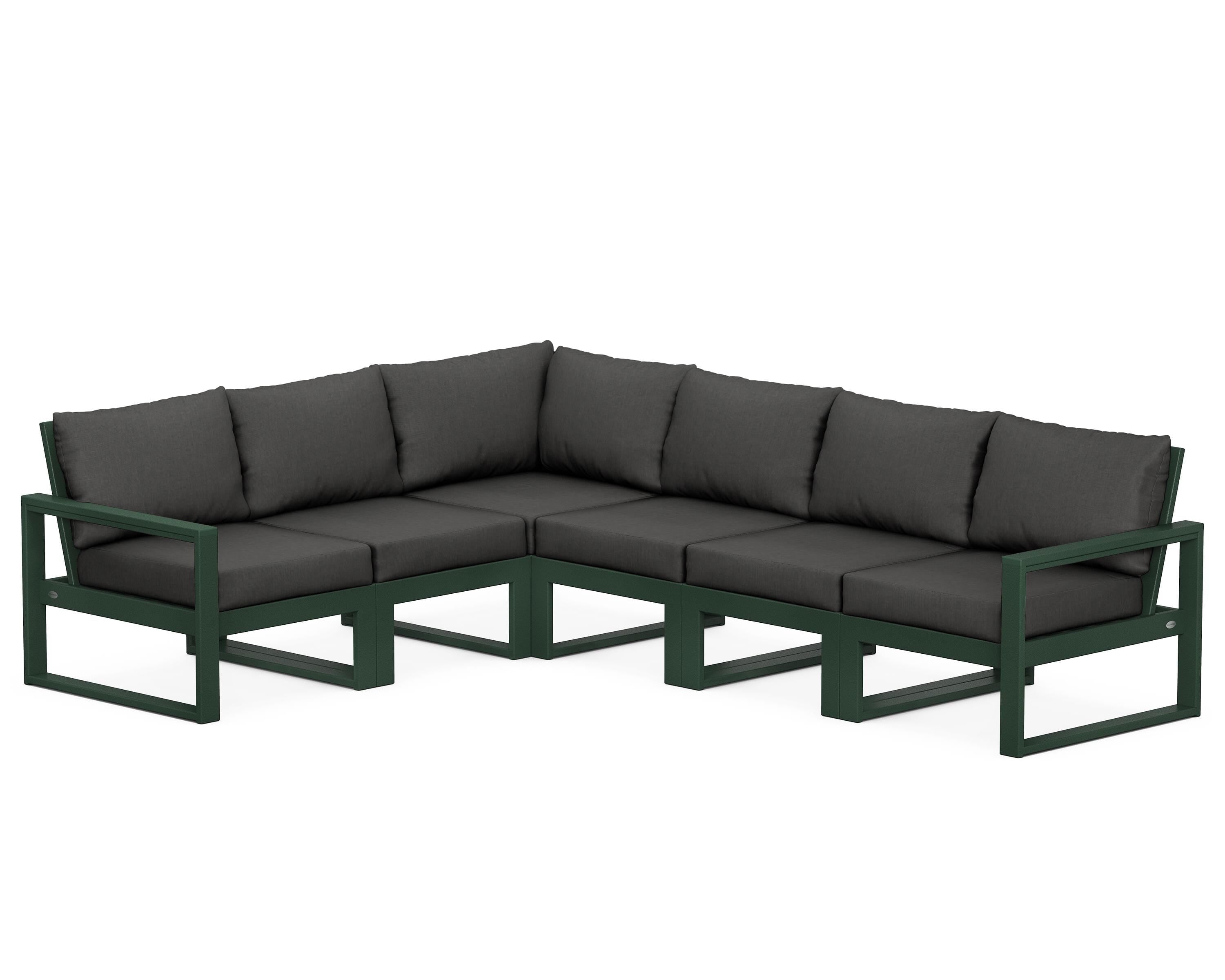 POLYWOOD® EDGE 6-Piece Modular Deep Seating Set in Green / Spectrum Carbon