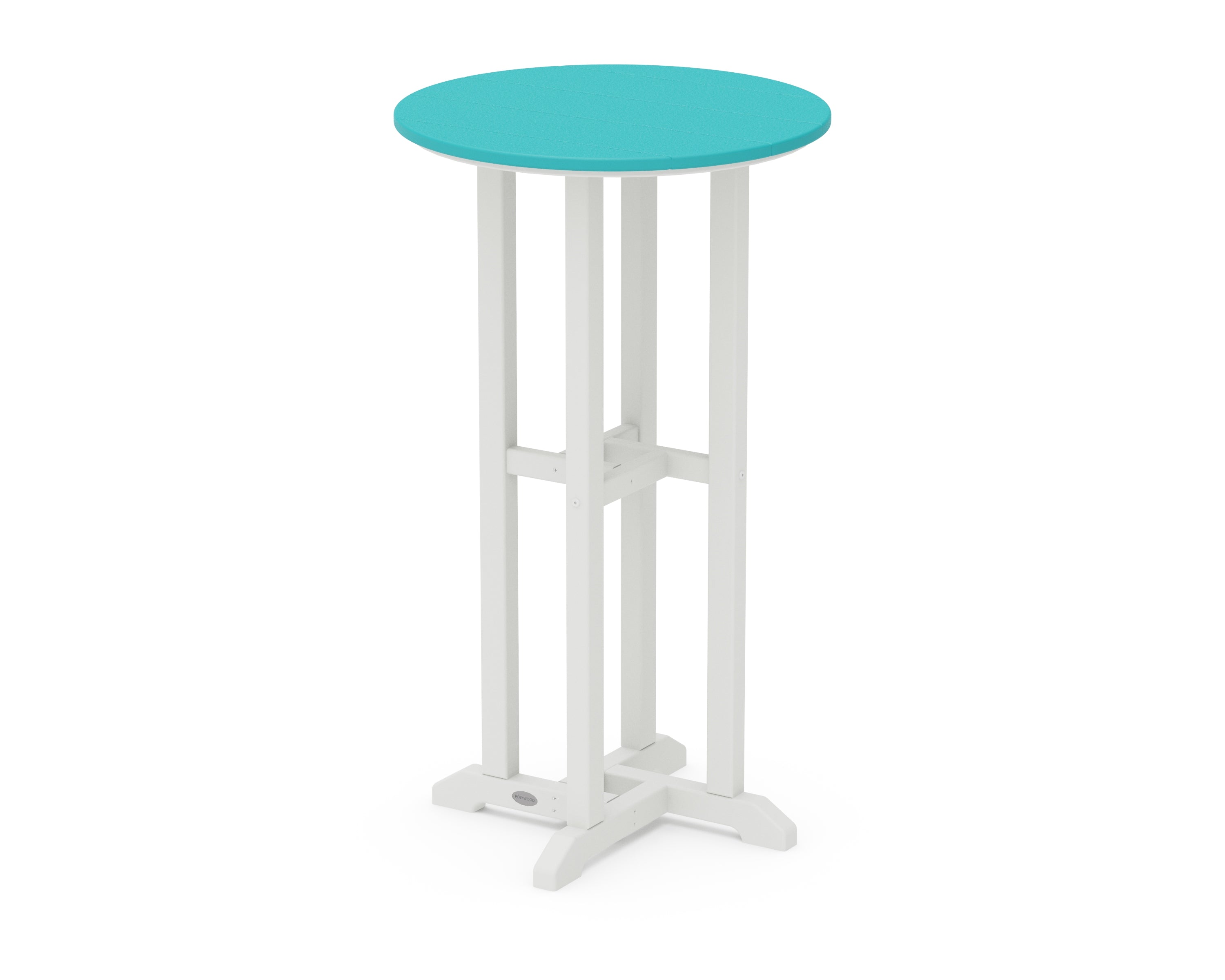 POLYWOOD® Contempo 24" Round Bar Table in White / Aruba