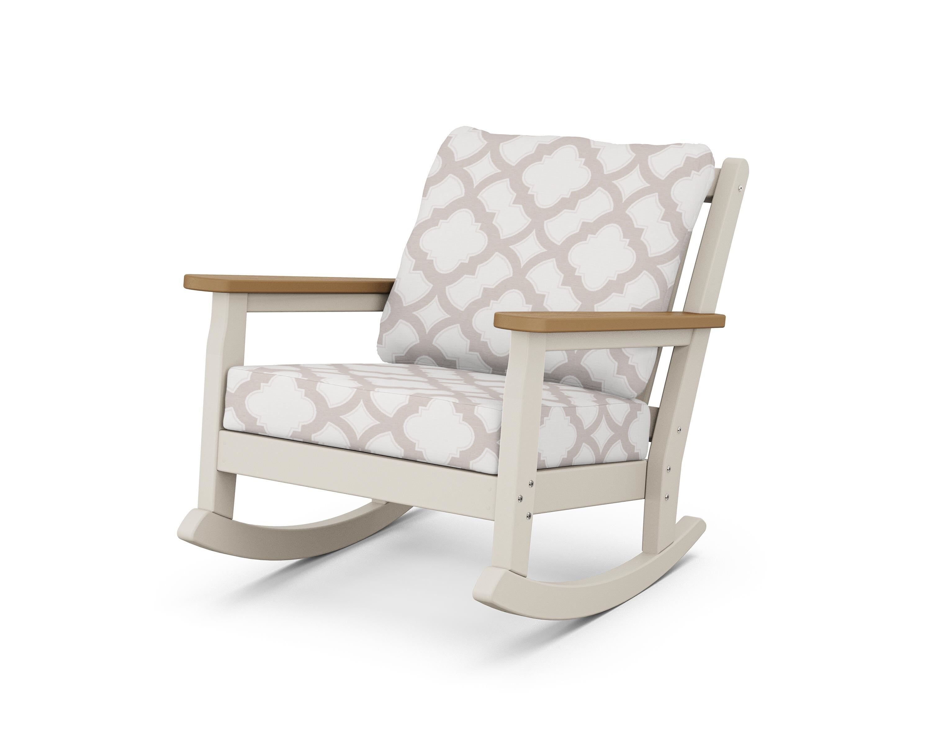 POLYWOOD® Chippendale Deep Seating Rocking Chair in Sand / Natural / Trellis Dune Burlap