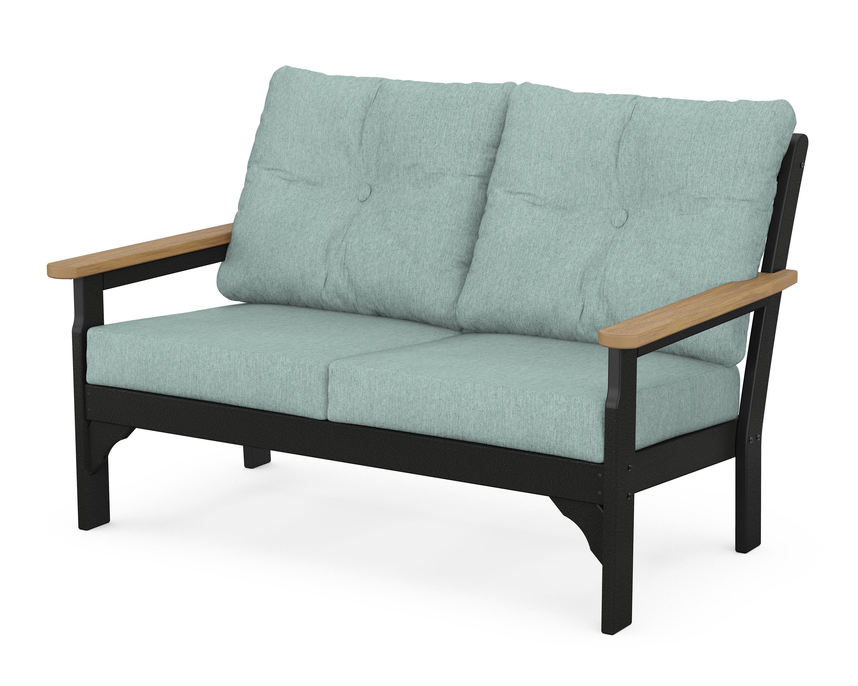 POLYWOOD® Vineyard Deep Seating Loveseat in Black / Natural / Glacier Spa