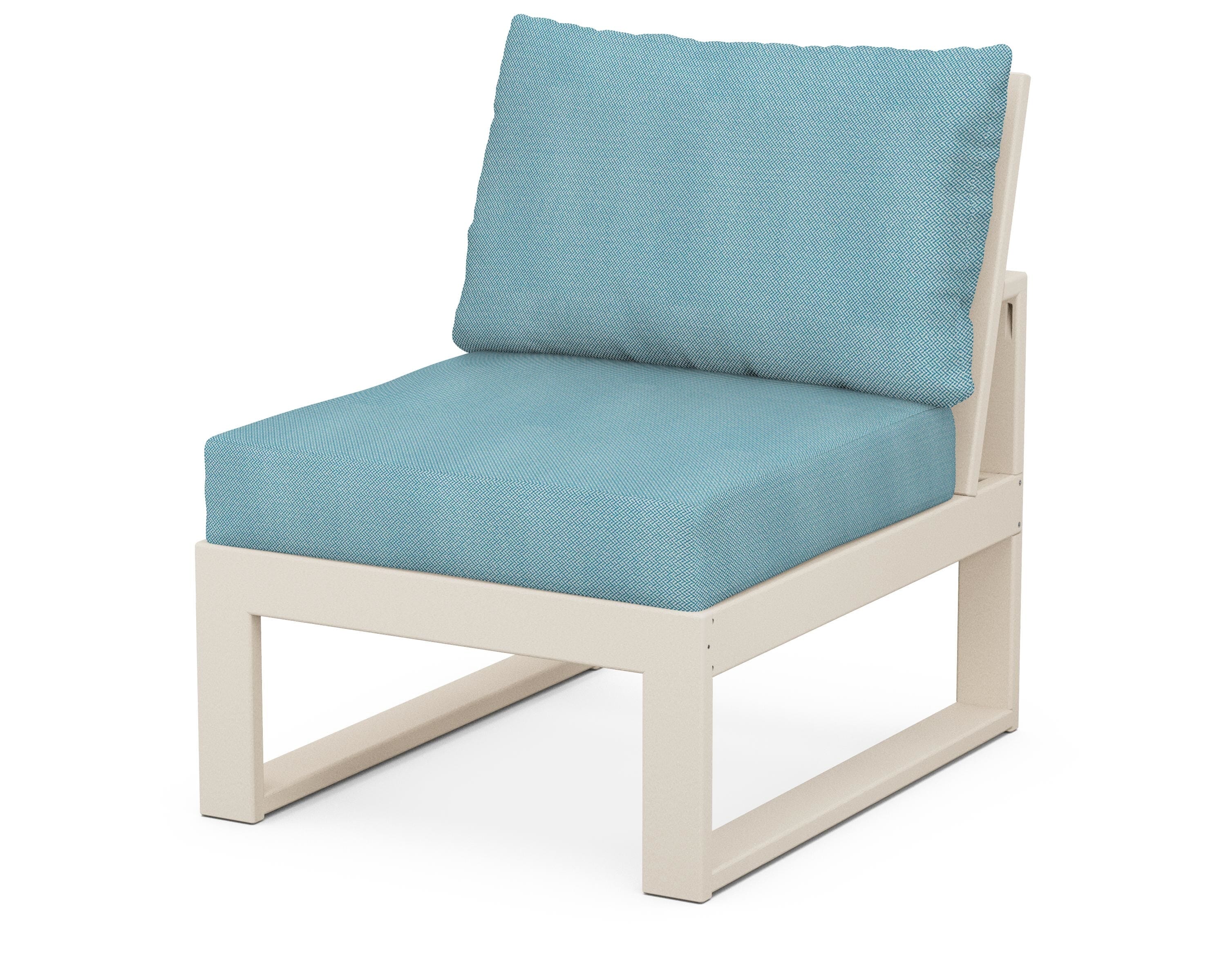 Unbranded Modular Armless Chair in Sand / Lattice Sky Blue