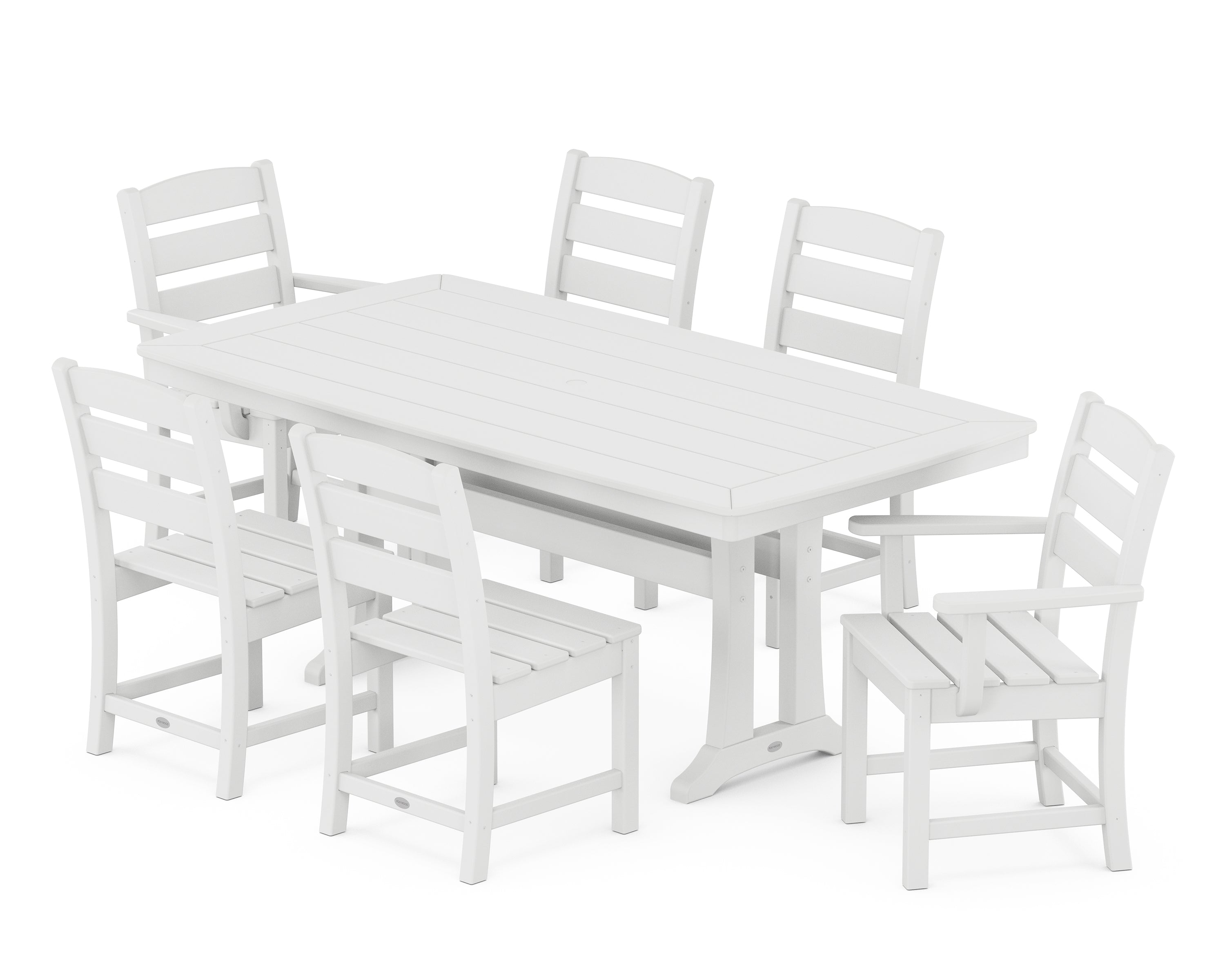 POLYWOOD® Lakeside 7-Piece Dining Set with Trestle Legs in White