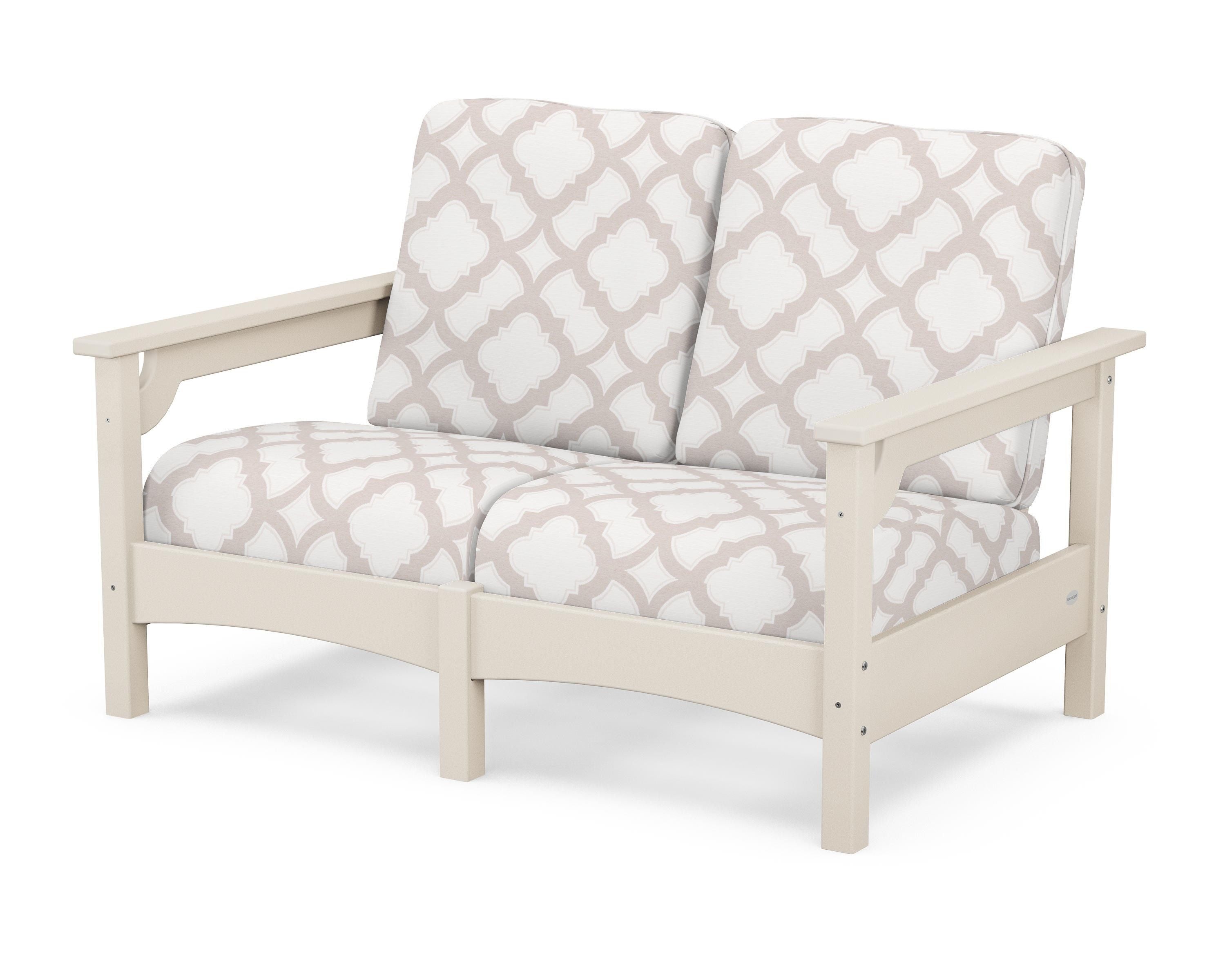 POLYWOOD® Club Loveseat in Sand / Trellis Dune Burlap