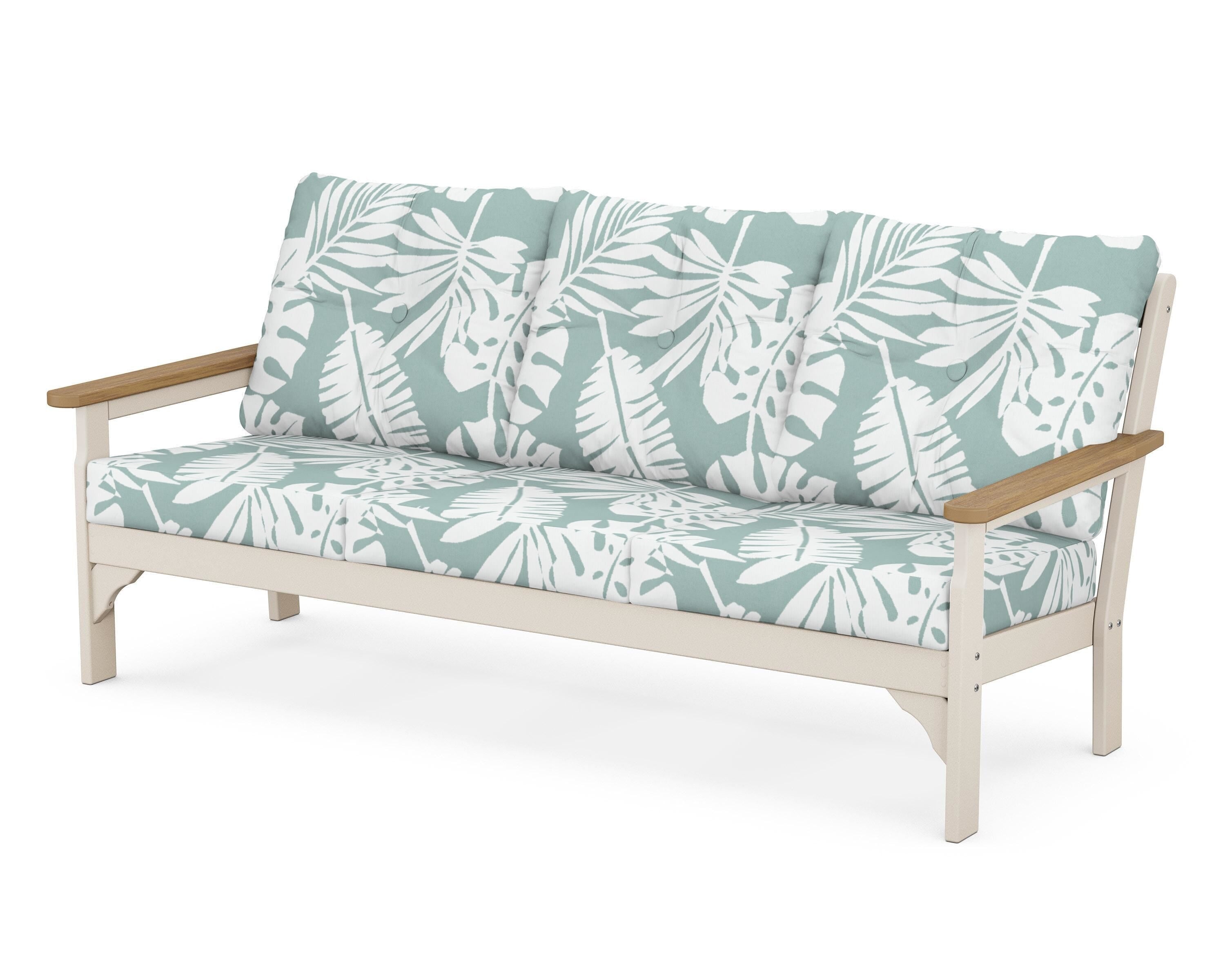 POLYWOOD® Vineyard Deep Seating Sofa in Sand / Natural / Leaf Glacier Spa