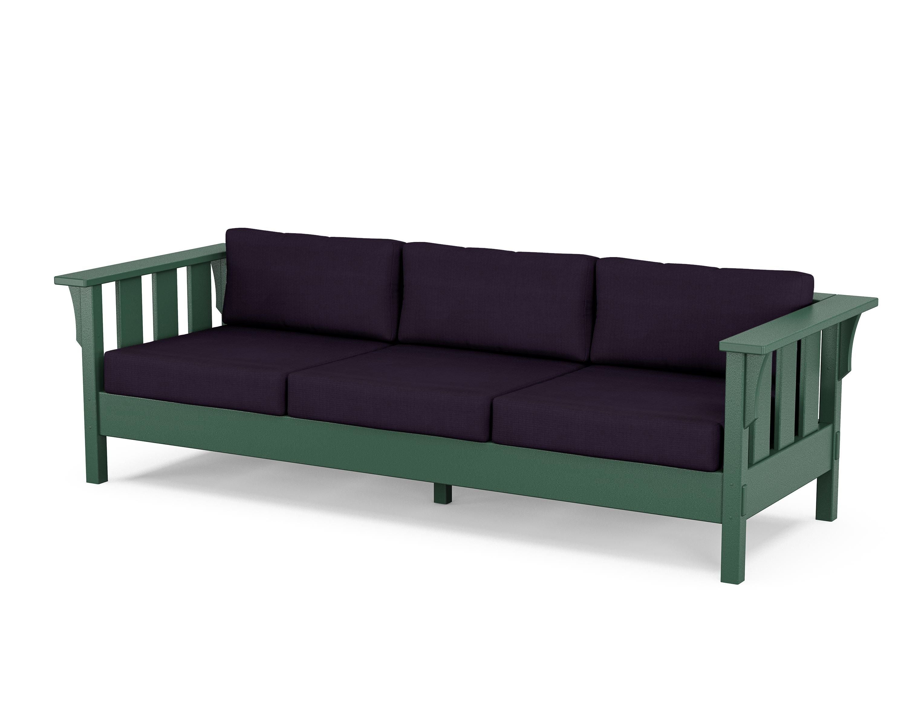 Martha Stewart by POLYWOOD® Acadia Deep Seating Sofa in Green / Navy Linen