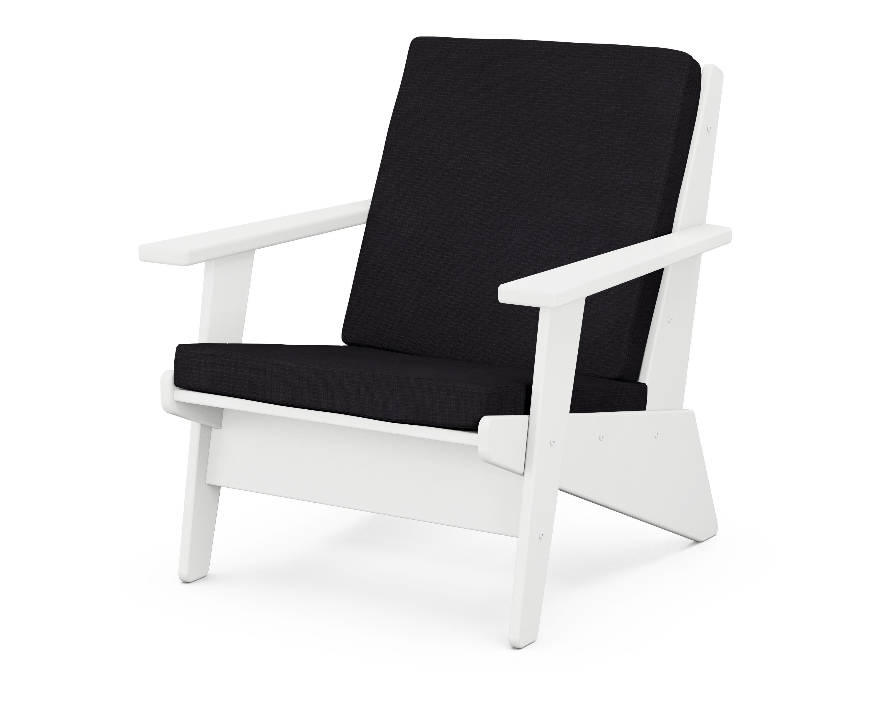 POLYWOOD® Riviera Modern Lounge Chair in White / Midnight Linen