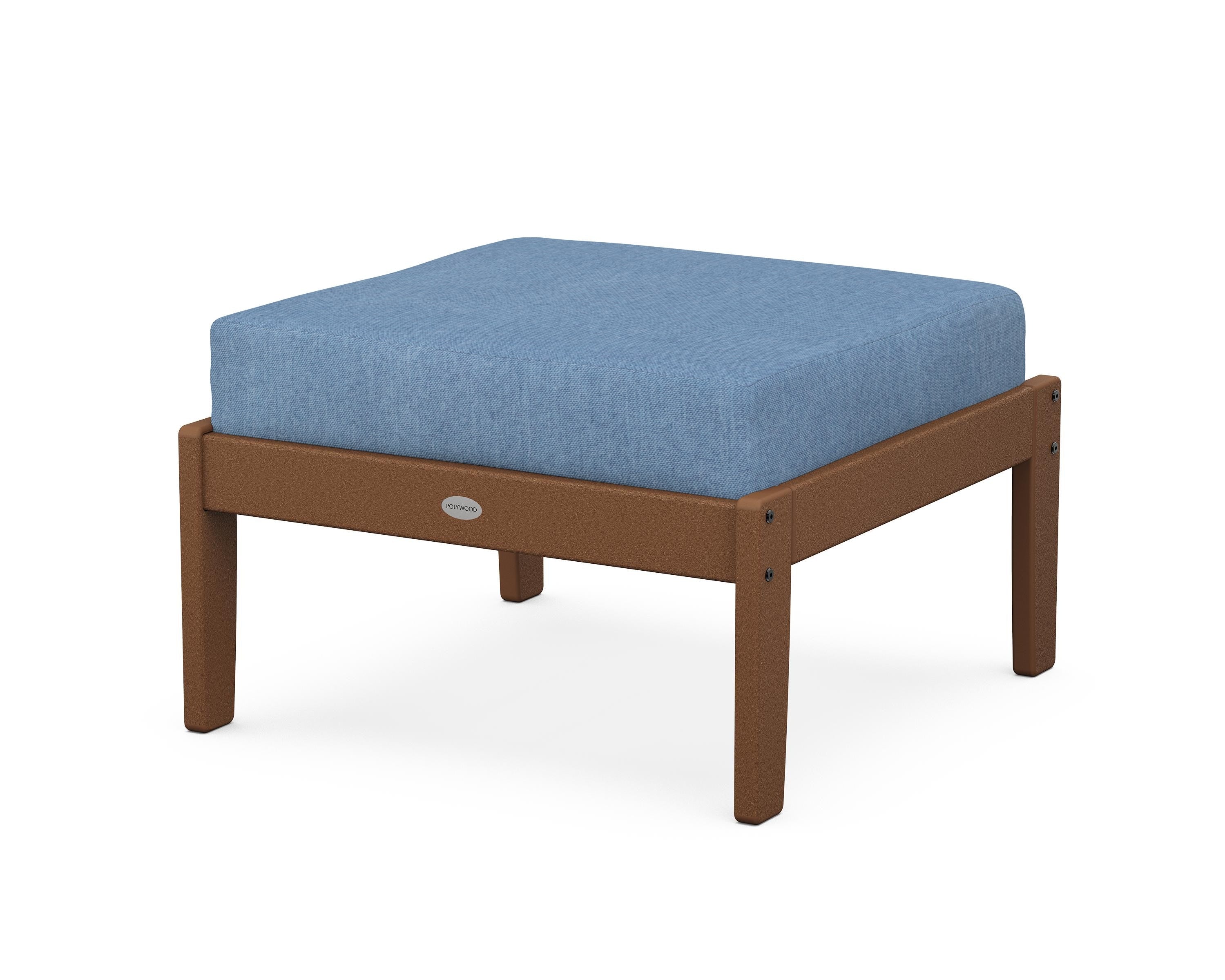 POLYWOOD® Braxton Deep Seating Ottoman in Teak / Sky Blue