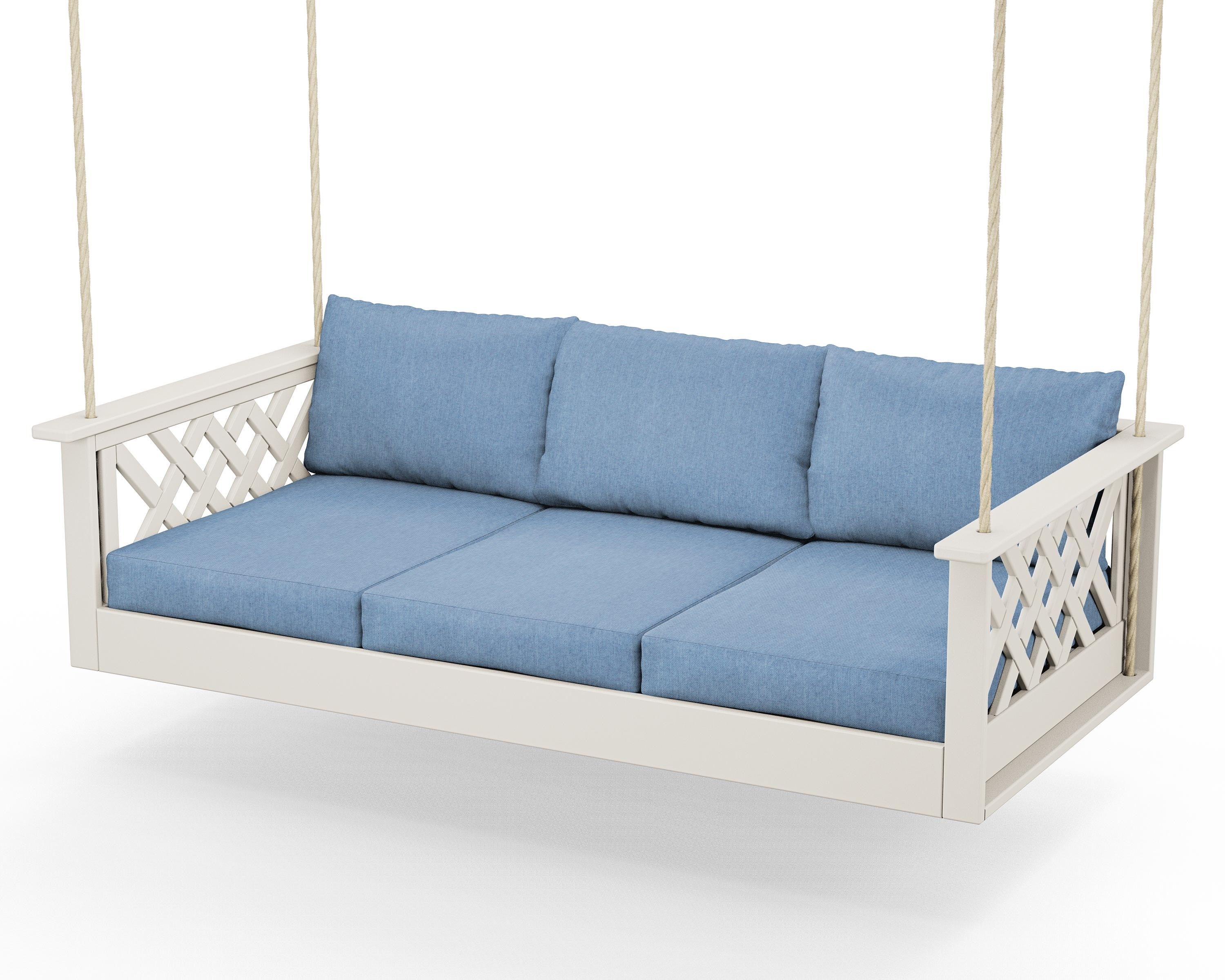 Country Living Wovendale Daybed Swing in Sand / Sky Blue