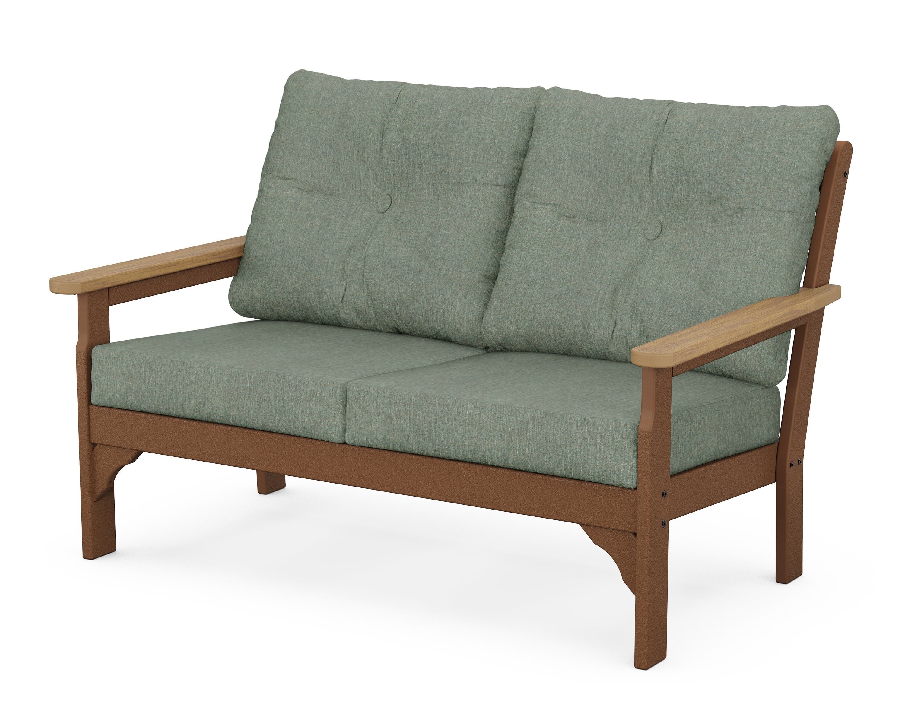 POLYWOOD® Vineyard Deep Seating Loveseat in Teak / Natural / Cast Sage