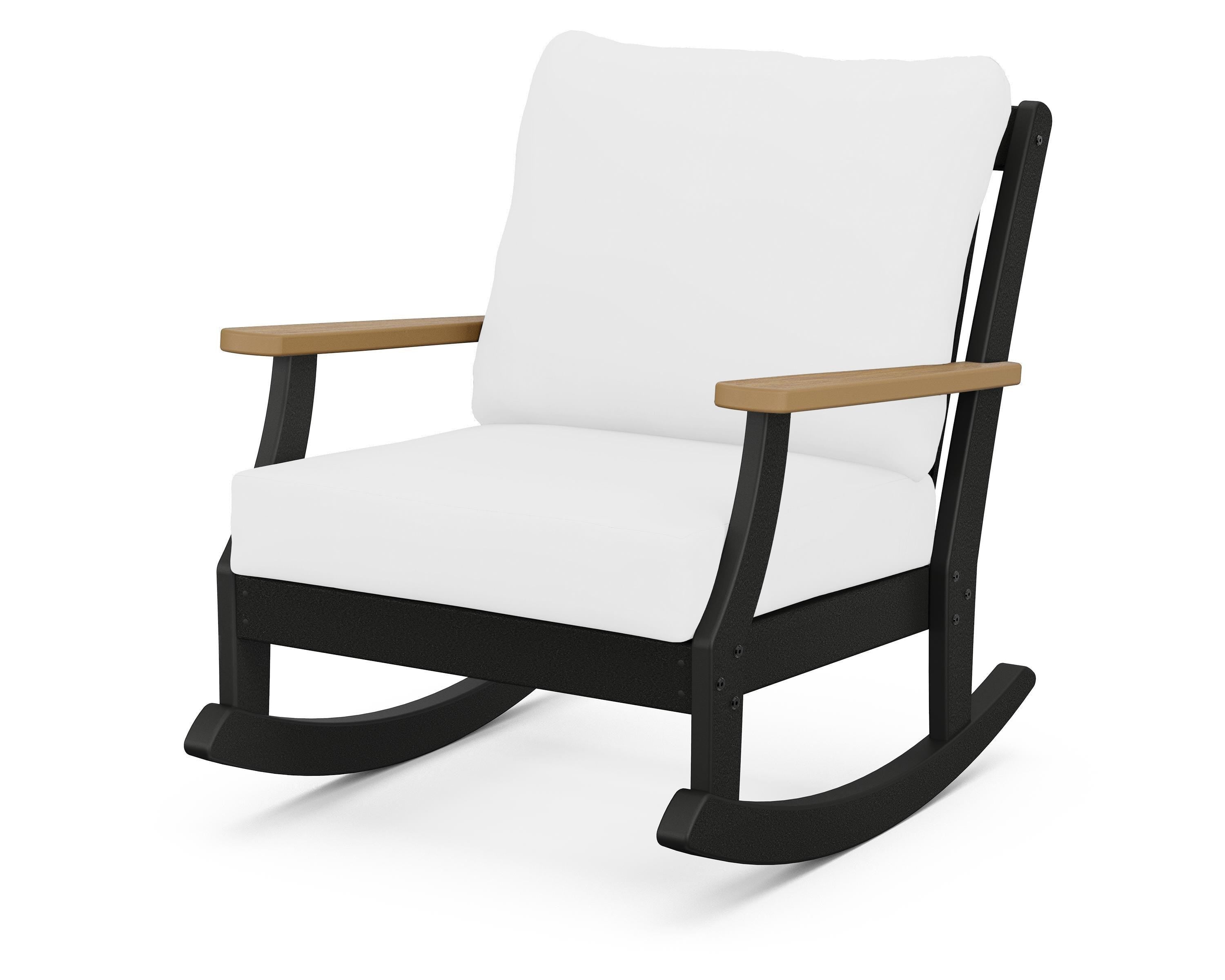 POLYWOOD® Braxton Deep Seating Rocking Chair in Black / Natural / Natural
