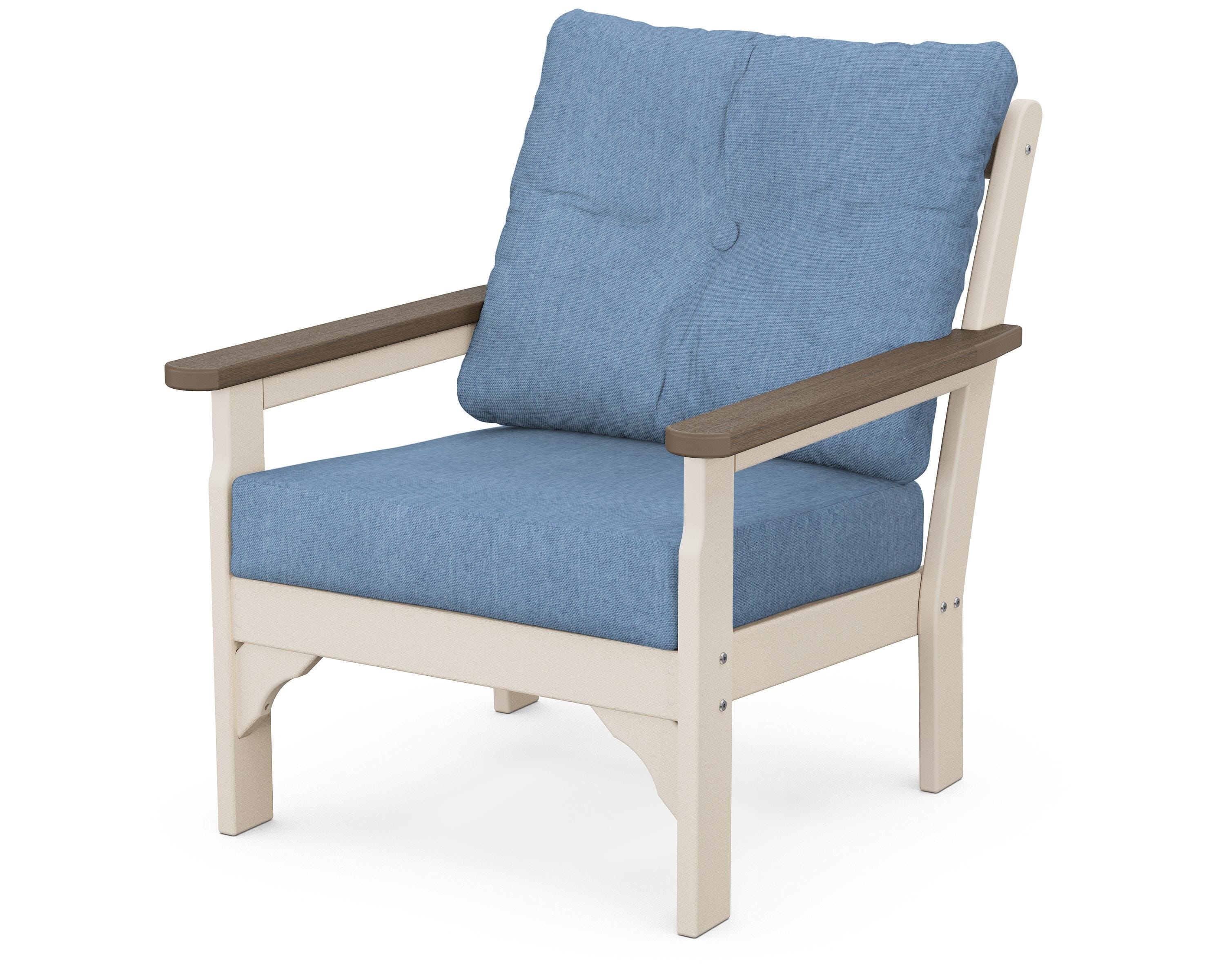 POLYWOOD® Vineyard Deep Seating Chair in Sand / Kona / Sky Blue
