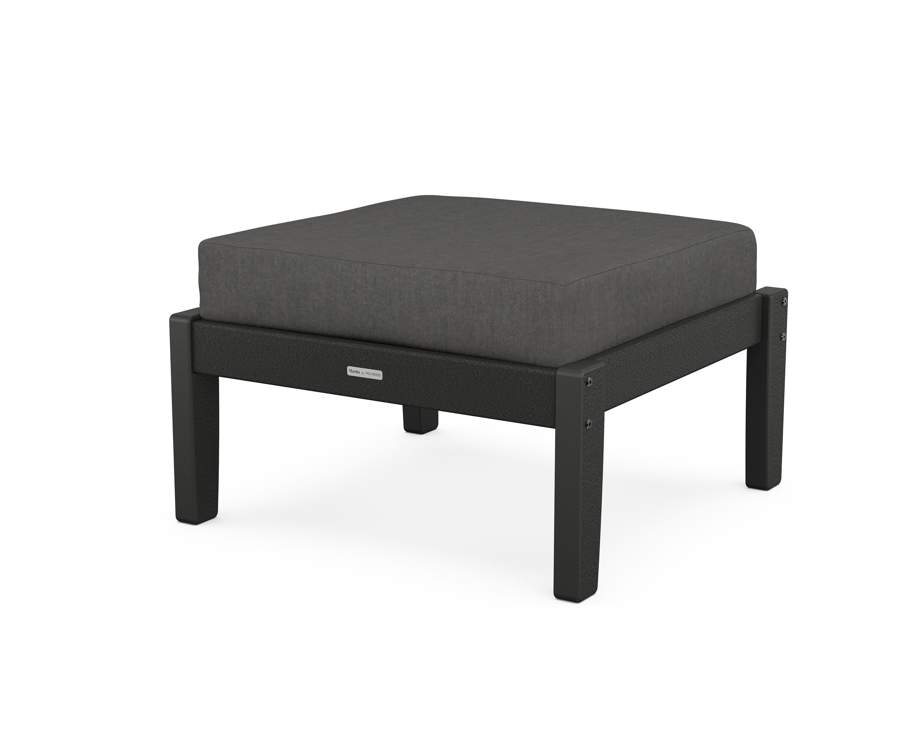 Martha Stewart by POLYWOOD® Chinoiserie Deep Seating Ottoman in Black / Spectrum Carbon
