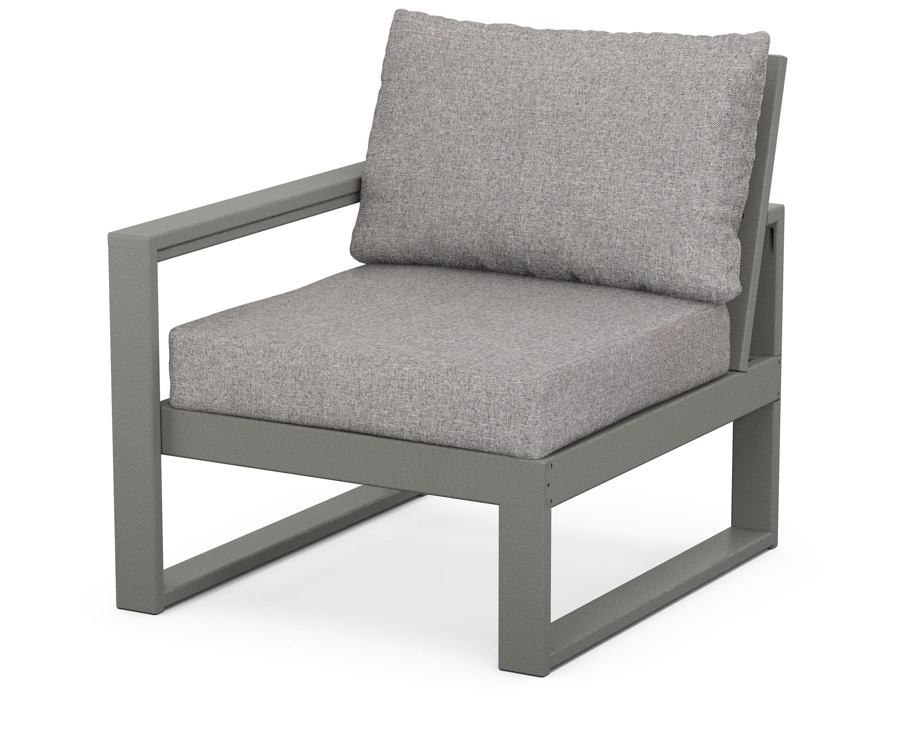 POLYWOOD® EDGE Modular Left Arm Chair in Slate Grey / Grey Mist