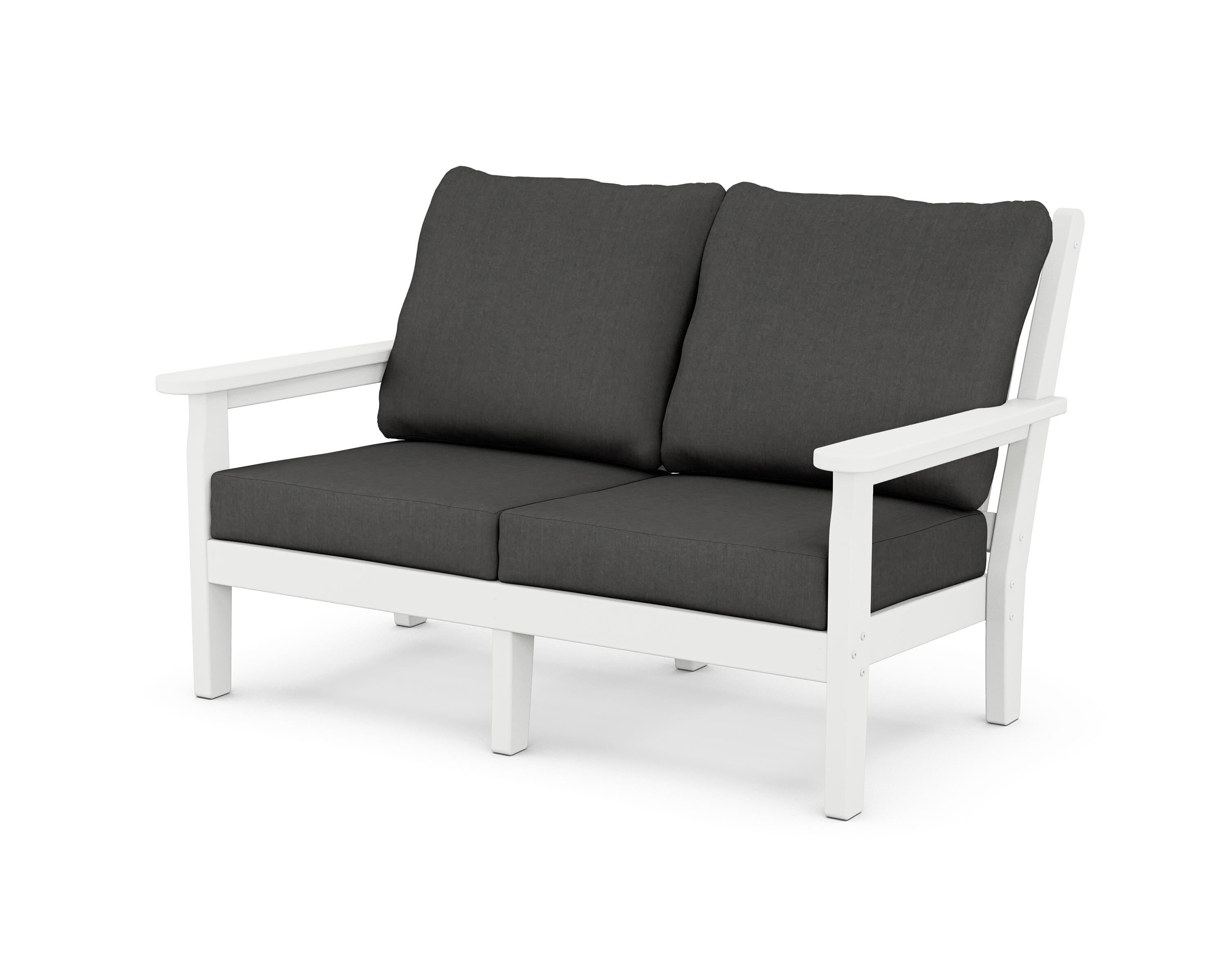 POLYWOOD® Chippendale Deep Seating Loveseat in White / Spectrum Carbon