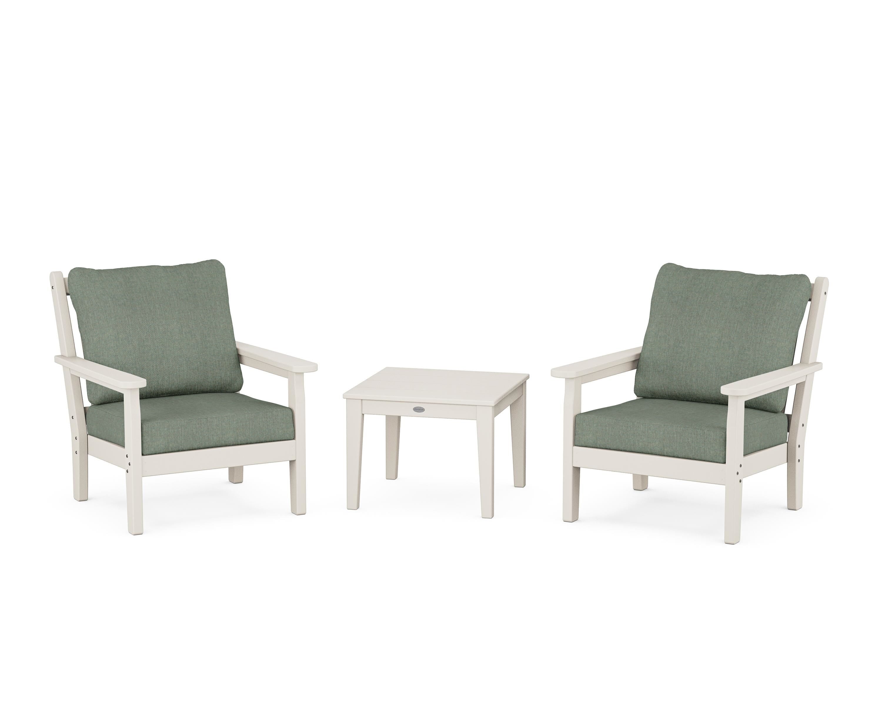 POLYWOOD® Chippendale 3-Piece Deep Seating Set in Sand / Cast Sage