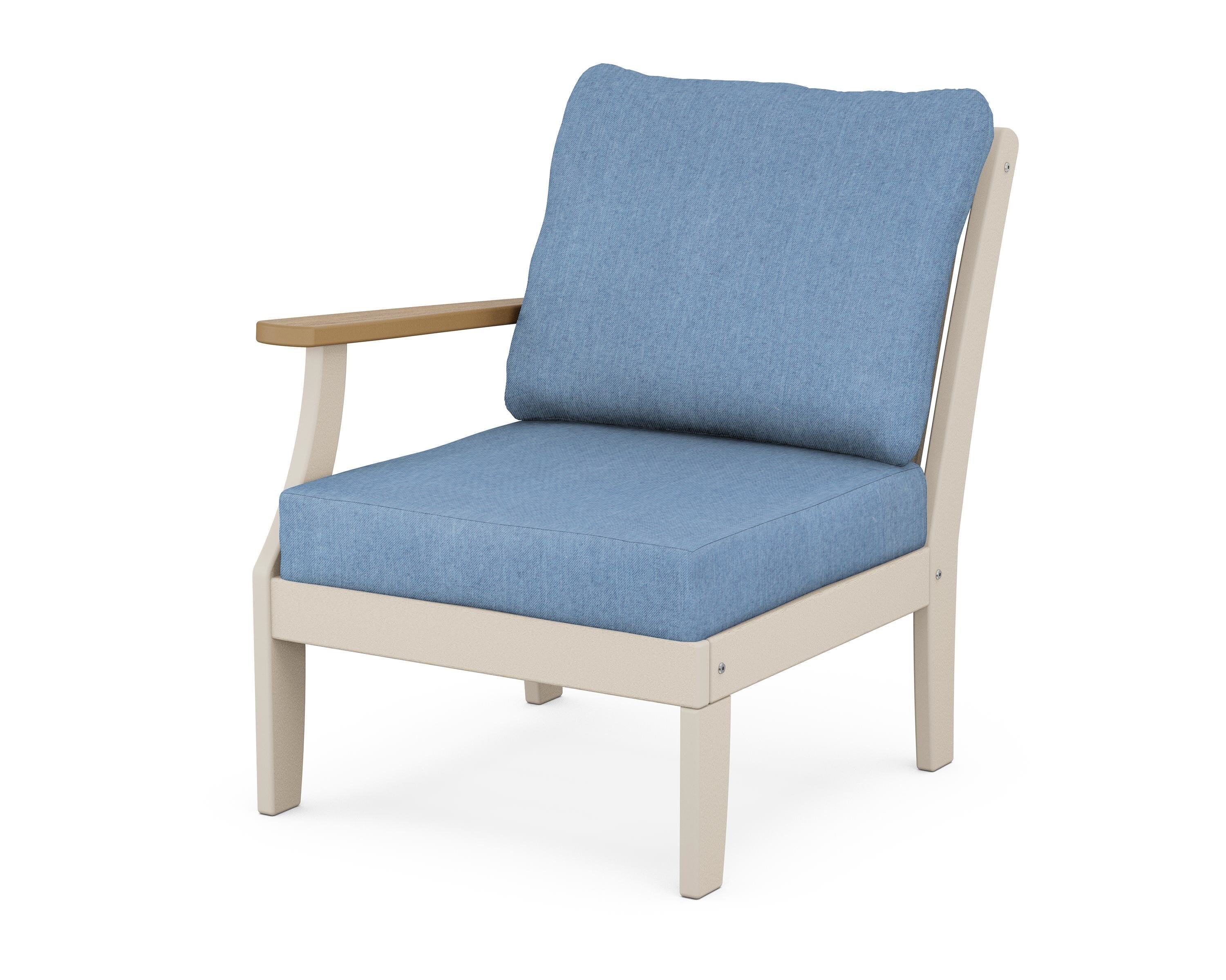 POLYWOOD® Braxton Modular Left Arm Chair in Sand / Natural / Sky Blue