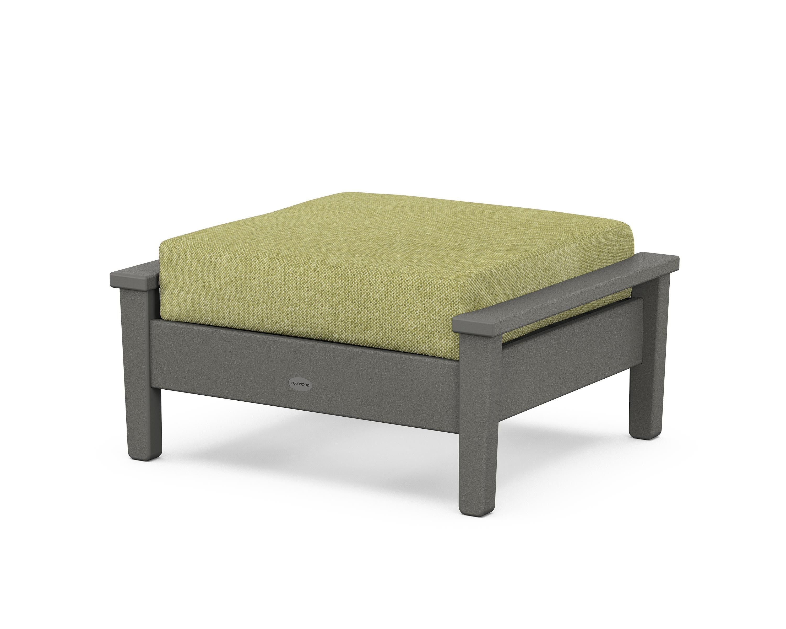 POLYWOOD® Prescott Deep Seating Ottoman in Slate Grey / Chartreuse Boucle