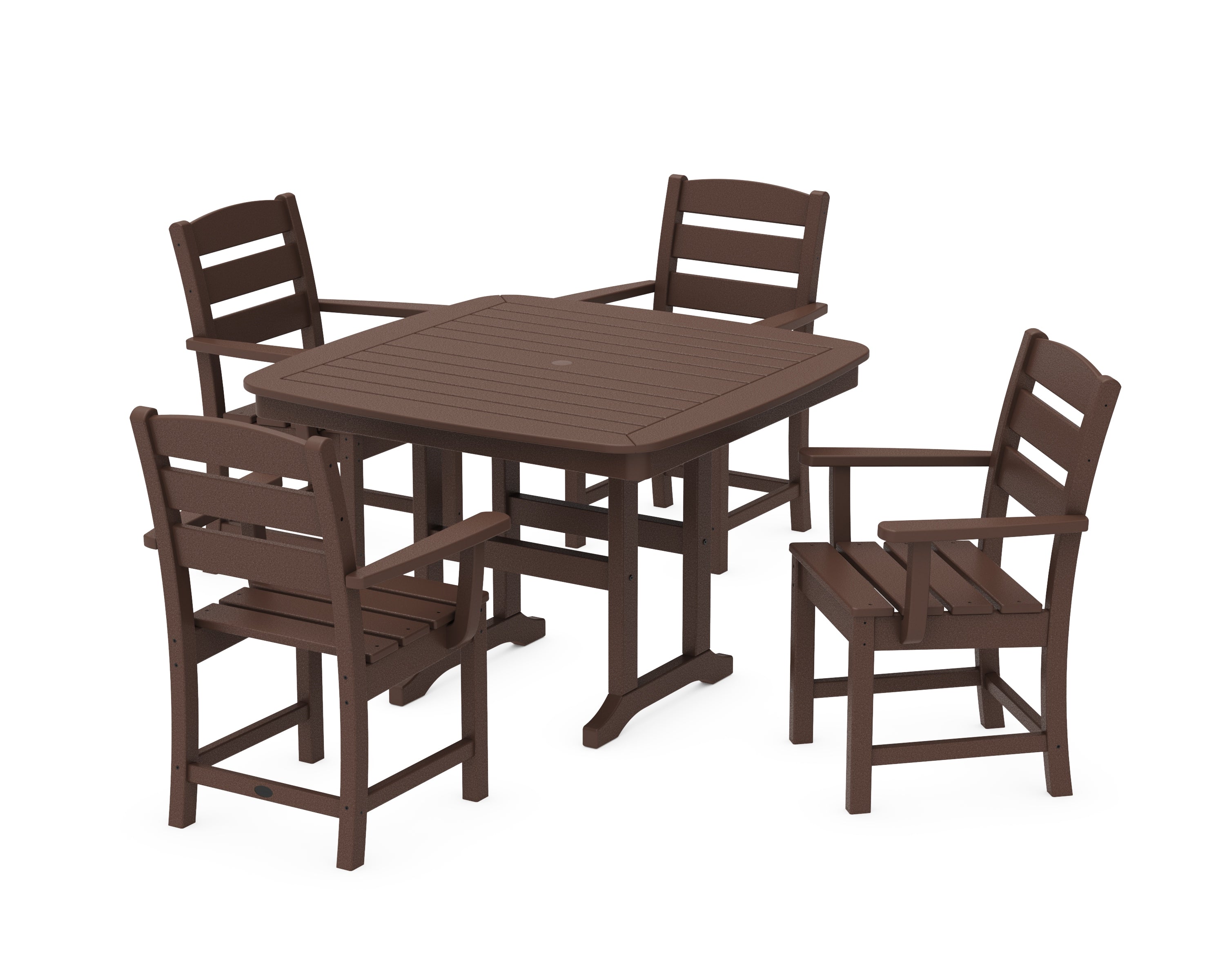 POLYWOOD® Lakeside 5-Piece Dining Set with Trestle Legs in Mahogany