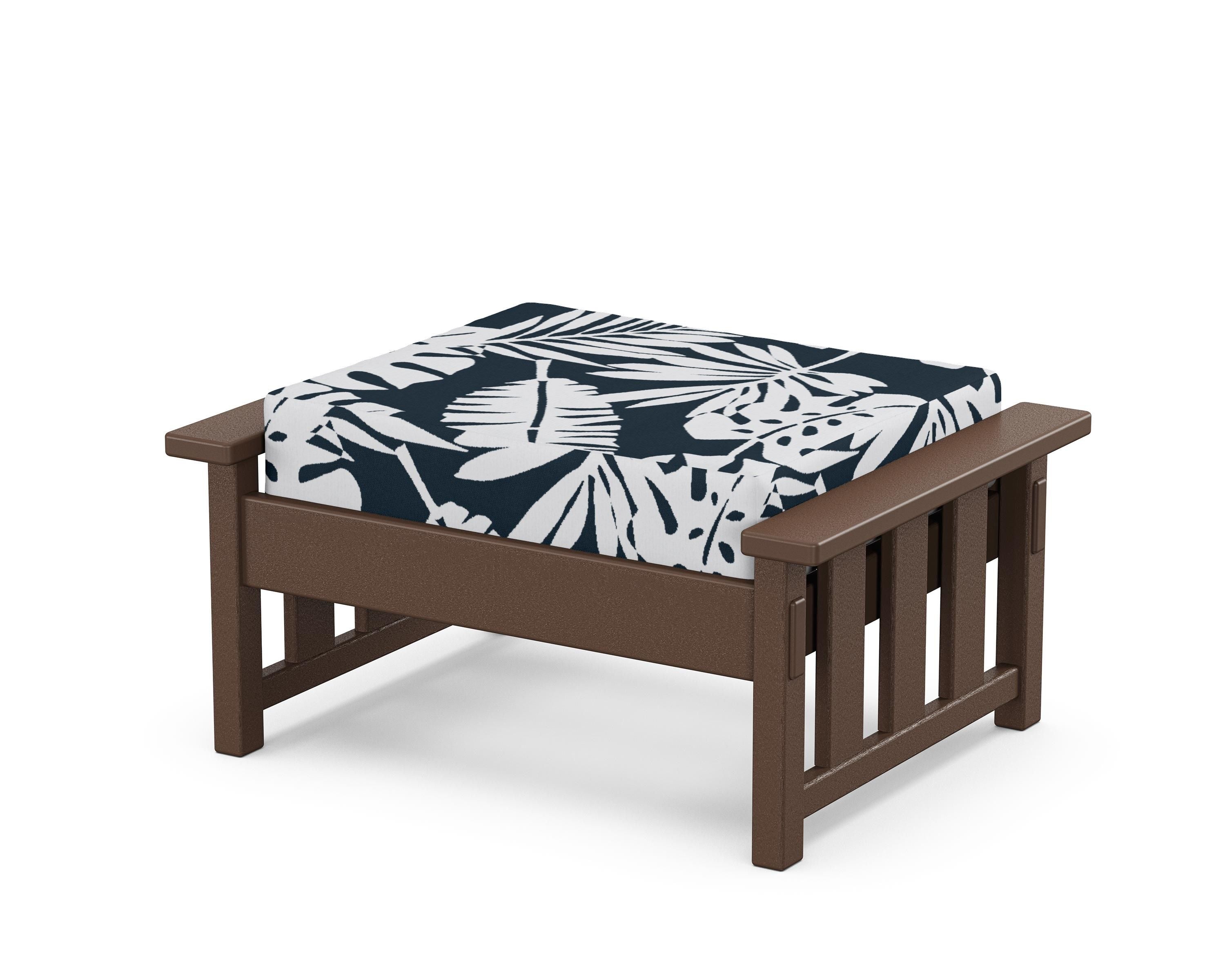 Martha Stewart by POLYWOOD® Acadia Deep Seating Ottoman in Mahogany / Leaf Marine Indigo