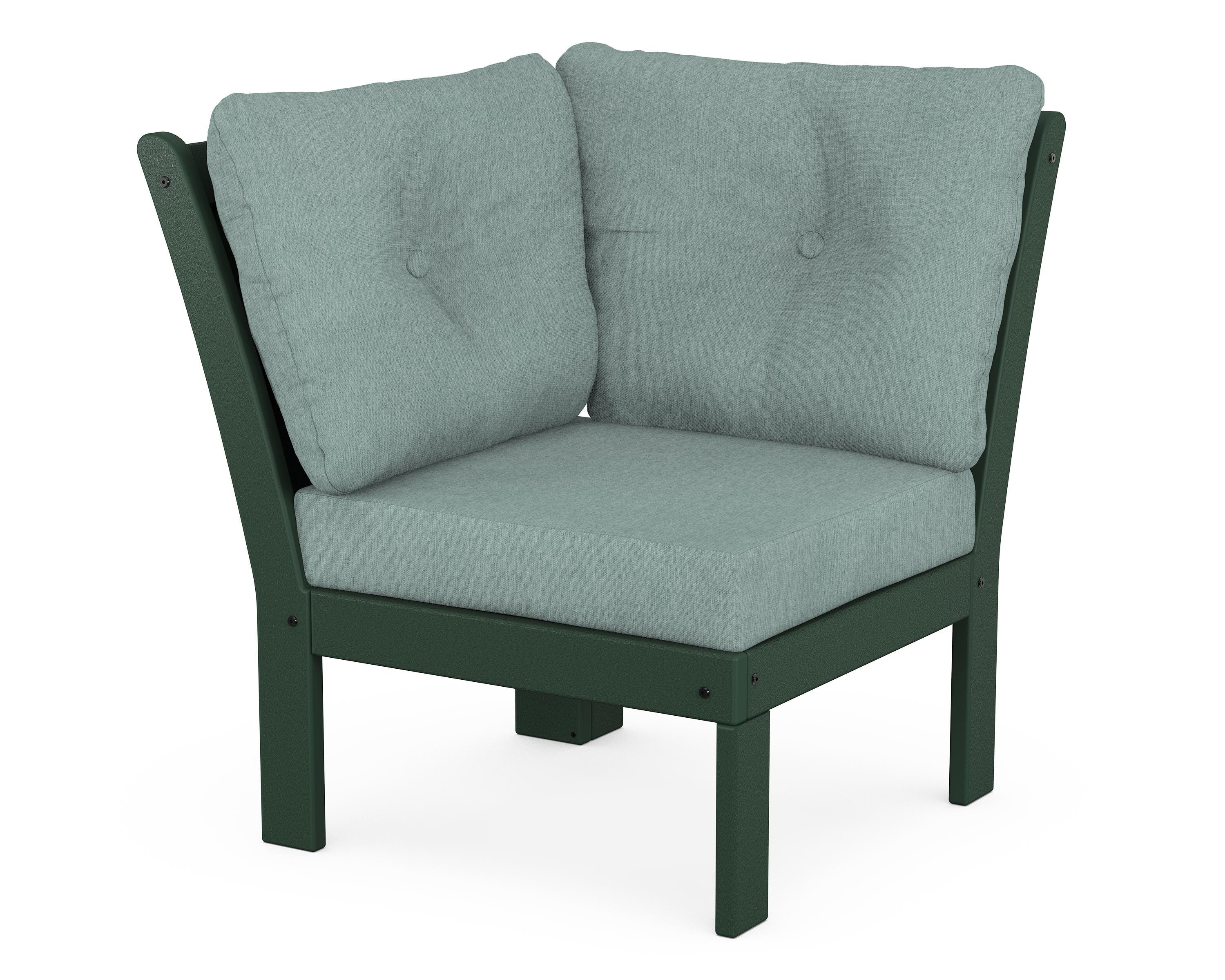 POLYWOOD® Vineyard Modular Corner Chair in Green / Glacier Spa