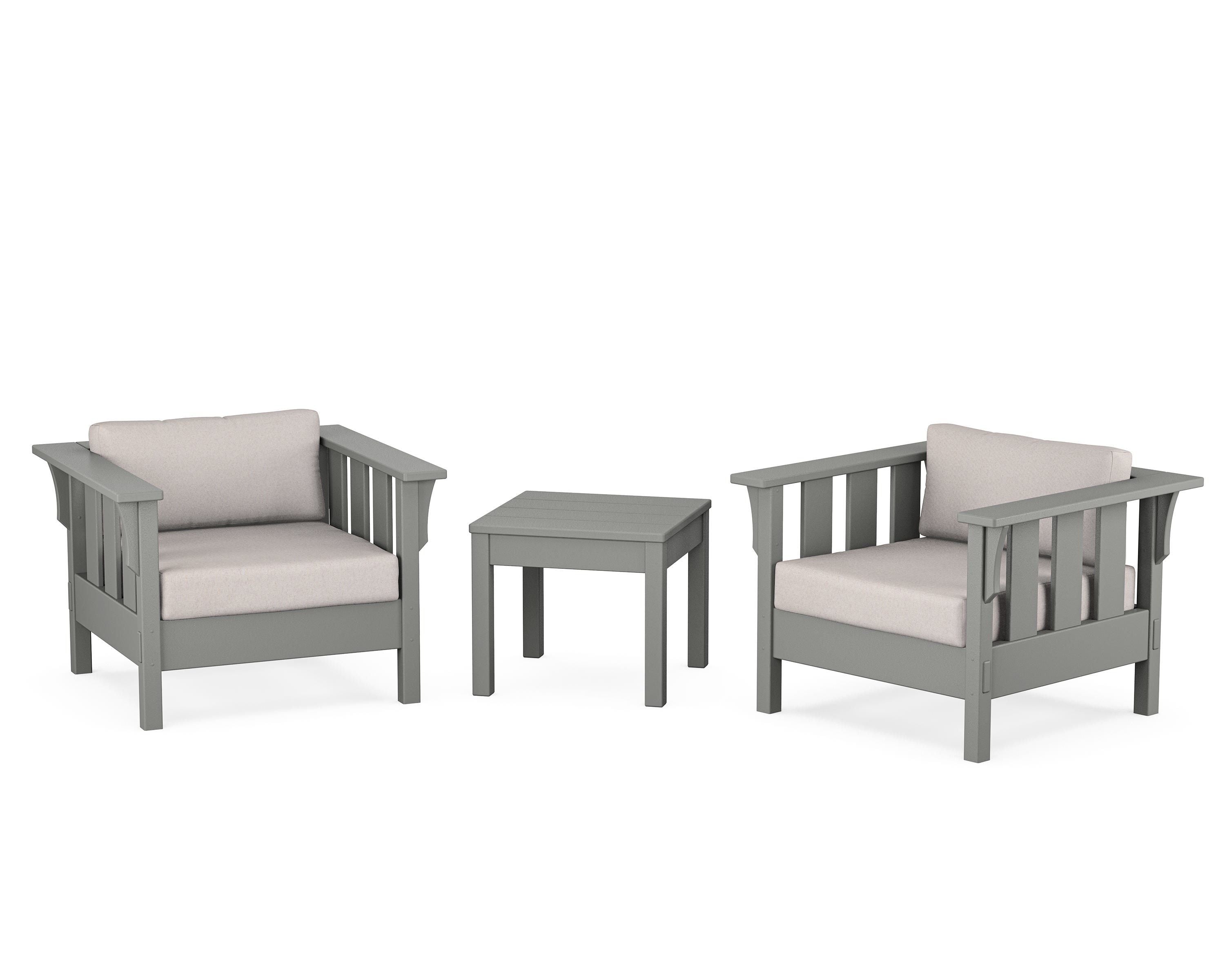 Martha Stewart by POLYWOOD® Acadia 3-Piece Deep Seating Set in Slate Grey / Dune Burlap
