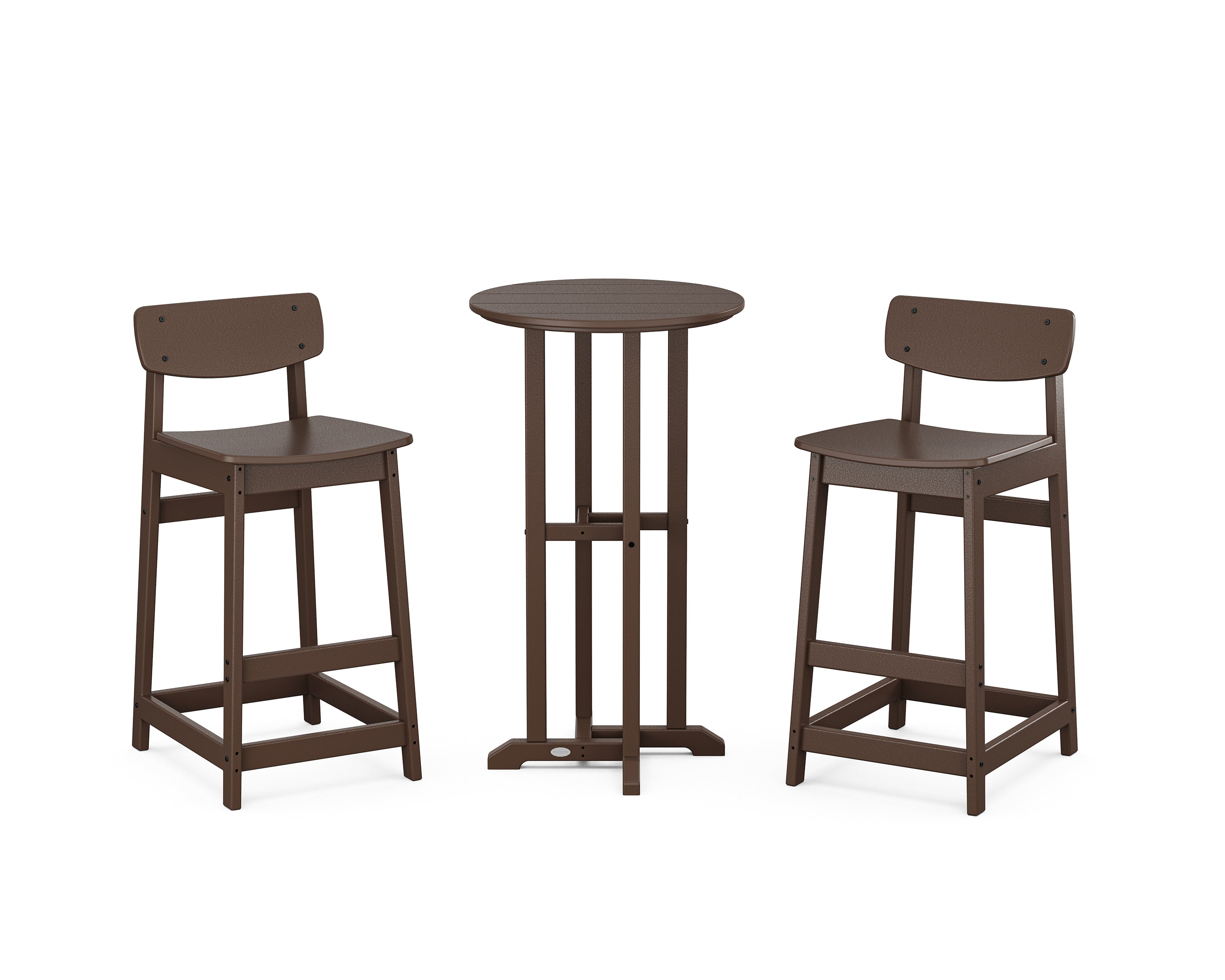 POLYWOOD® Modern Studio Urban Lowback Bar Chair 3-Piece Bistro Set in Mahogany