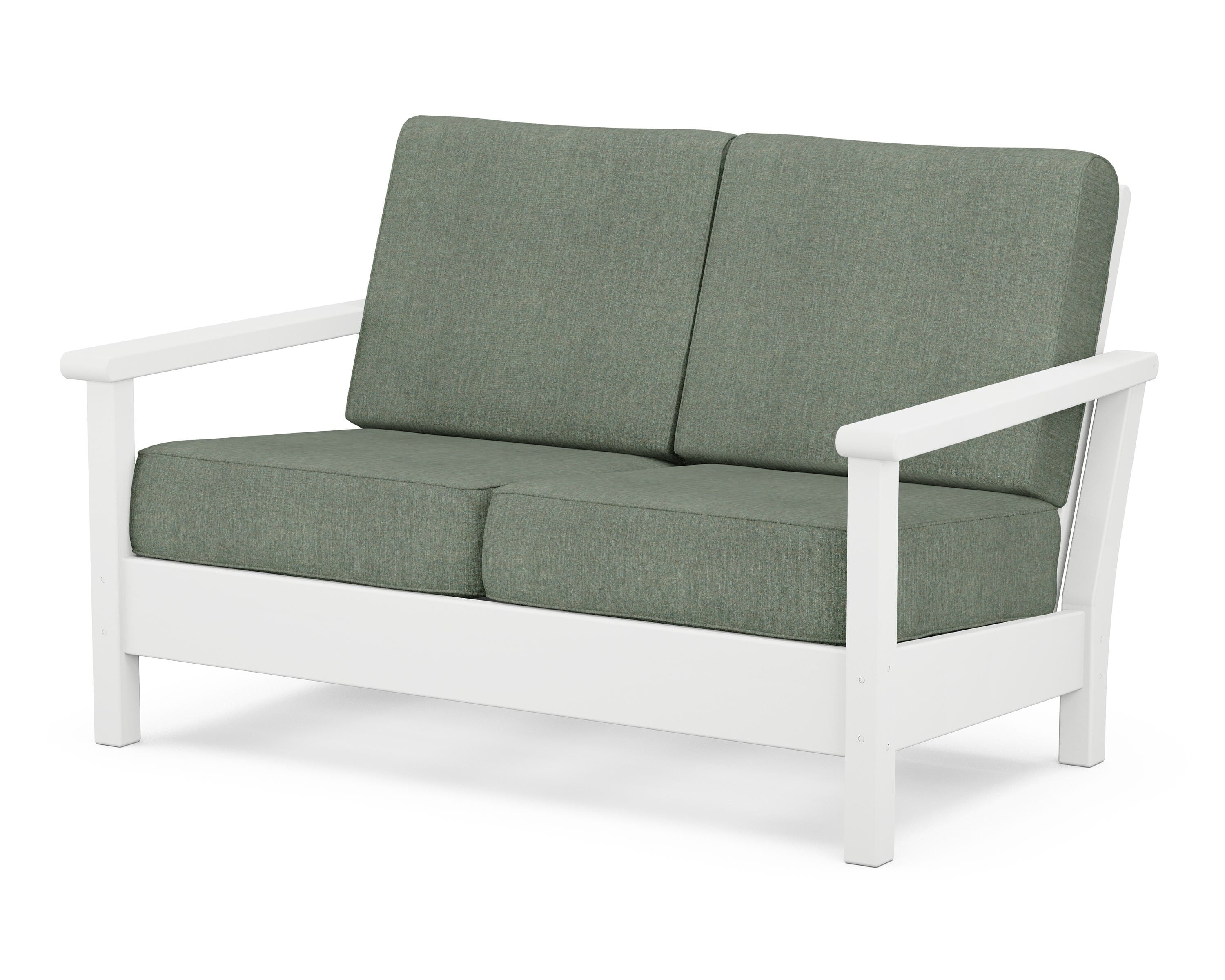 POLYWOOD® Harbour Deep Seating Loveseat in White / Cast Sage